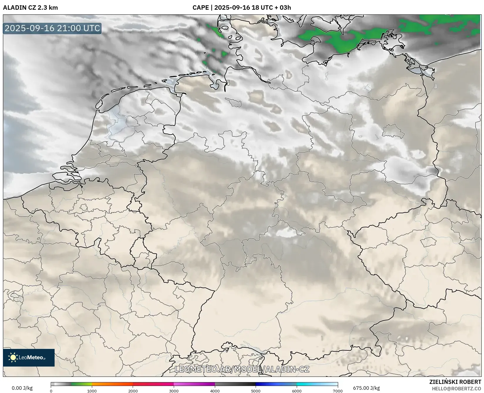 ALADIN CZ 2.3 km model - Alemania, CAPE