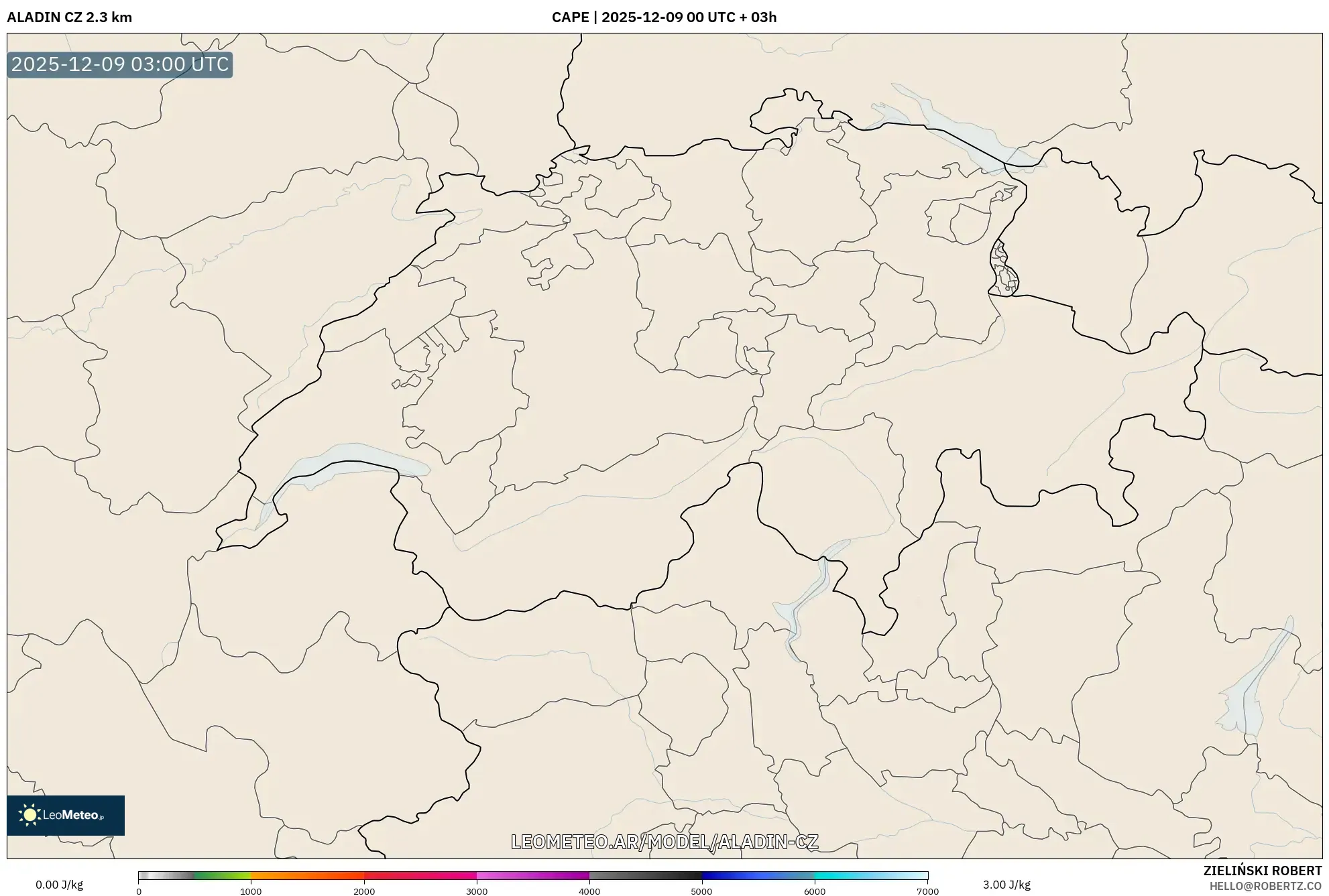 ALADIN CZ 2.3 km model - Suiza, CAPE
