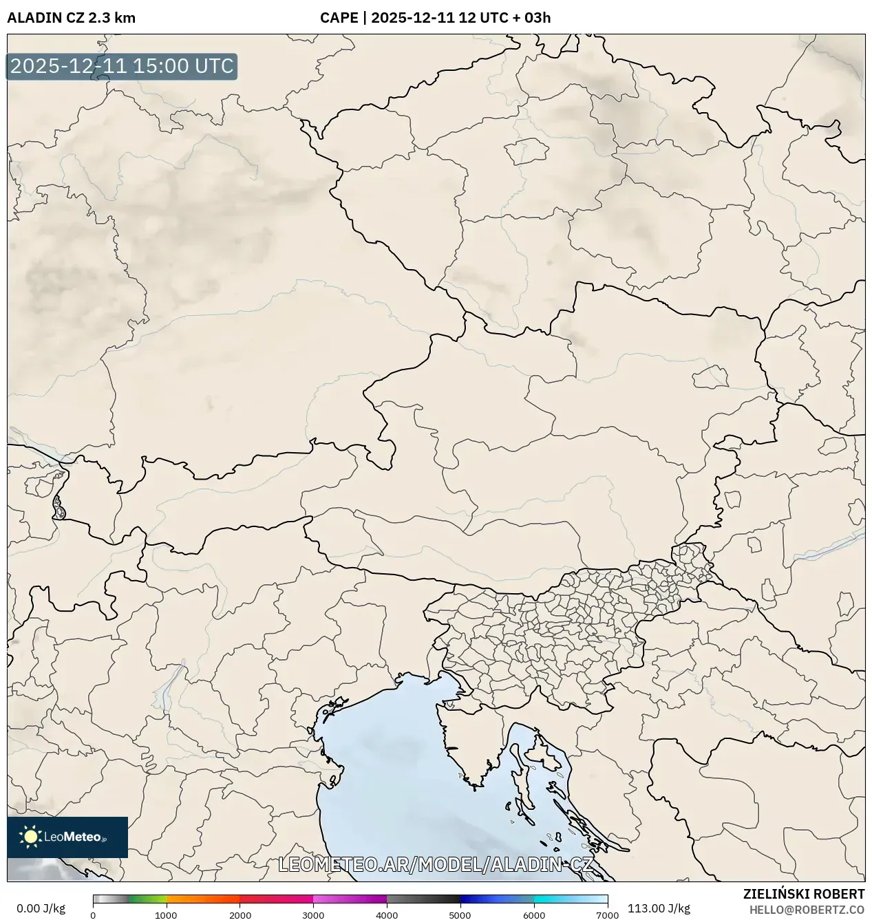 ALADIN CZ 2.3 km model - Austria, CAPE