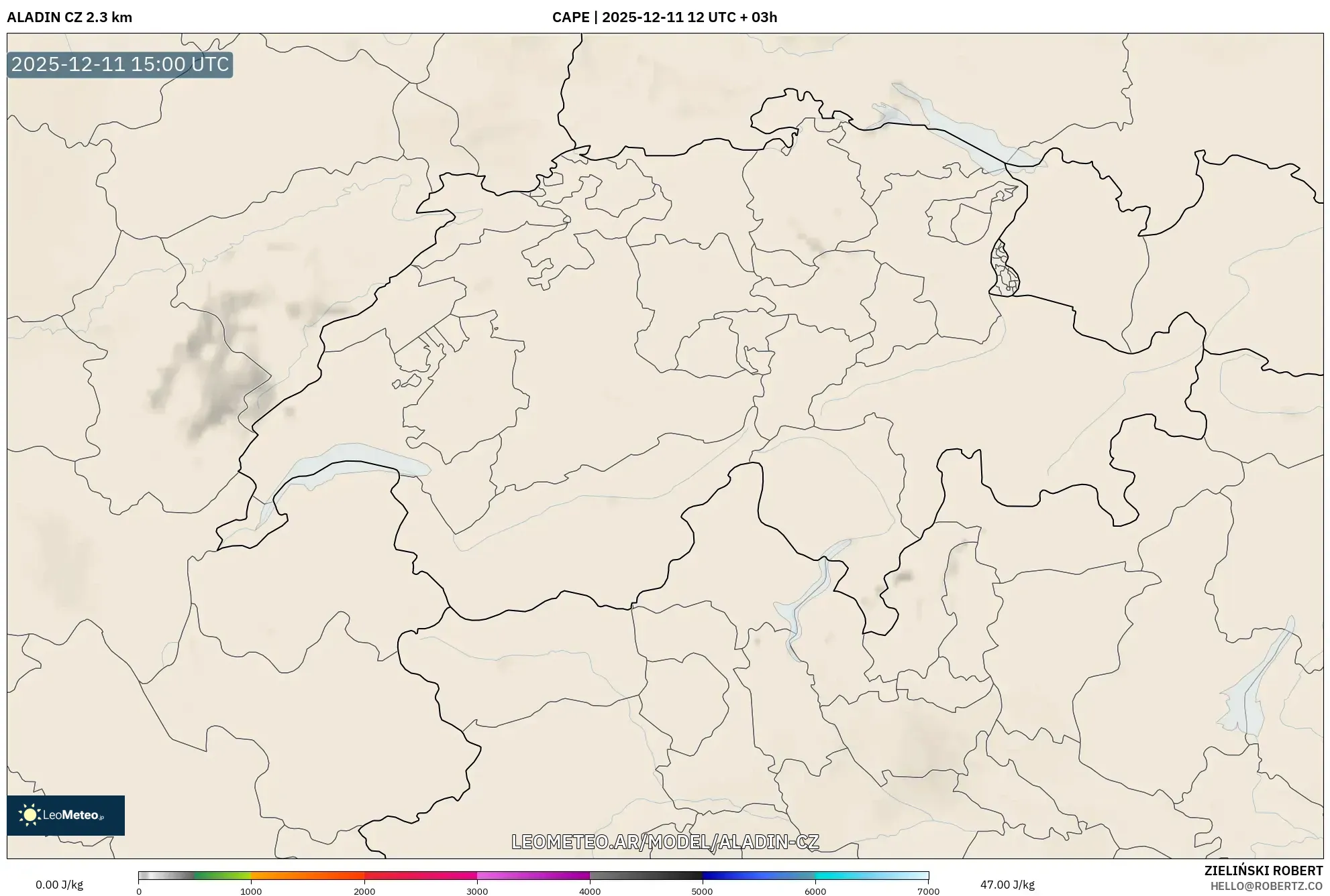 ALADIN CZ 2.3 km model - Suiza, CAPE