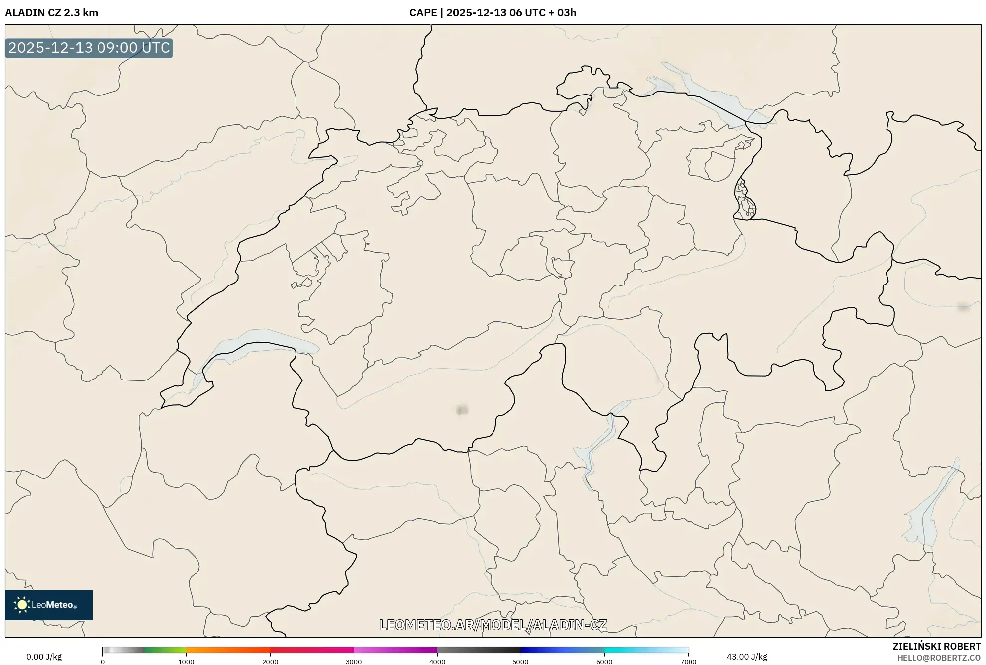 ALADIN CZ 2.3 km model - Suiza, CAPE