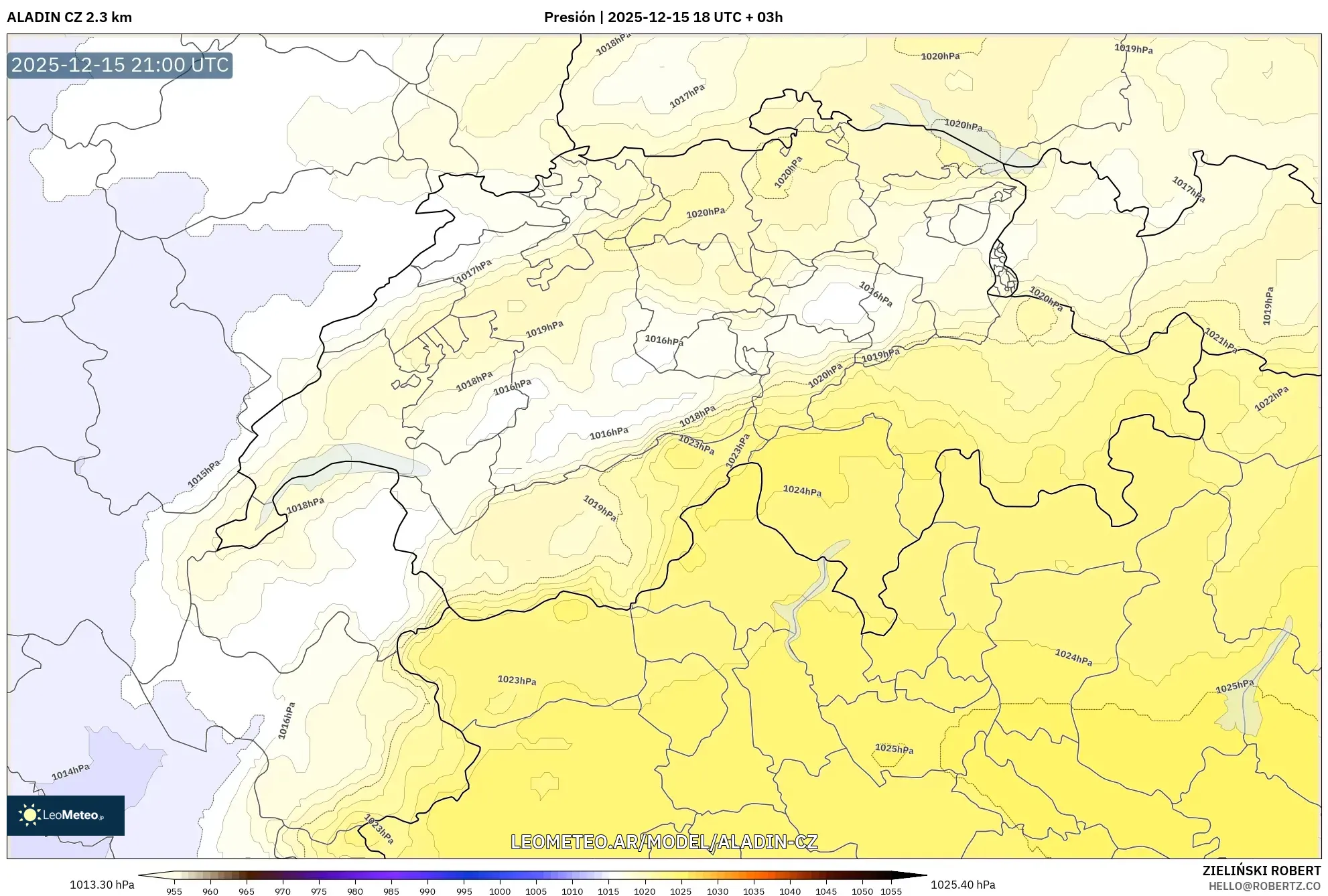 ALADIN CZ 2.3 km model - Suiza, Presión