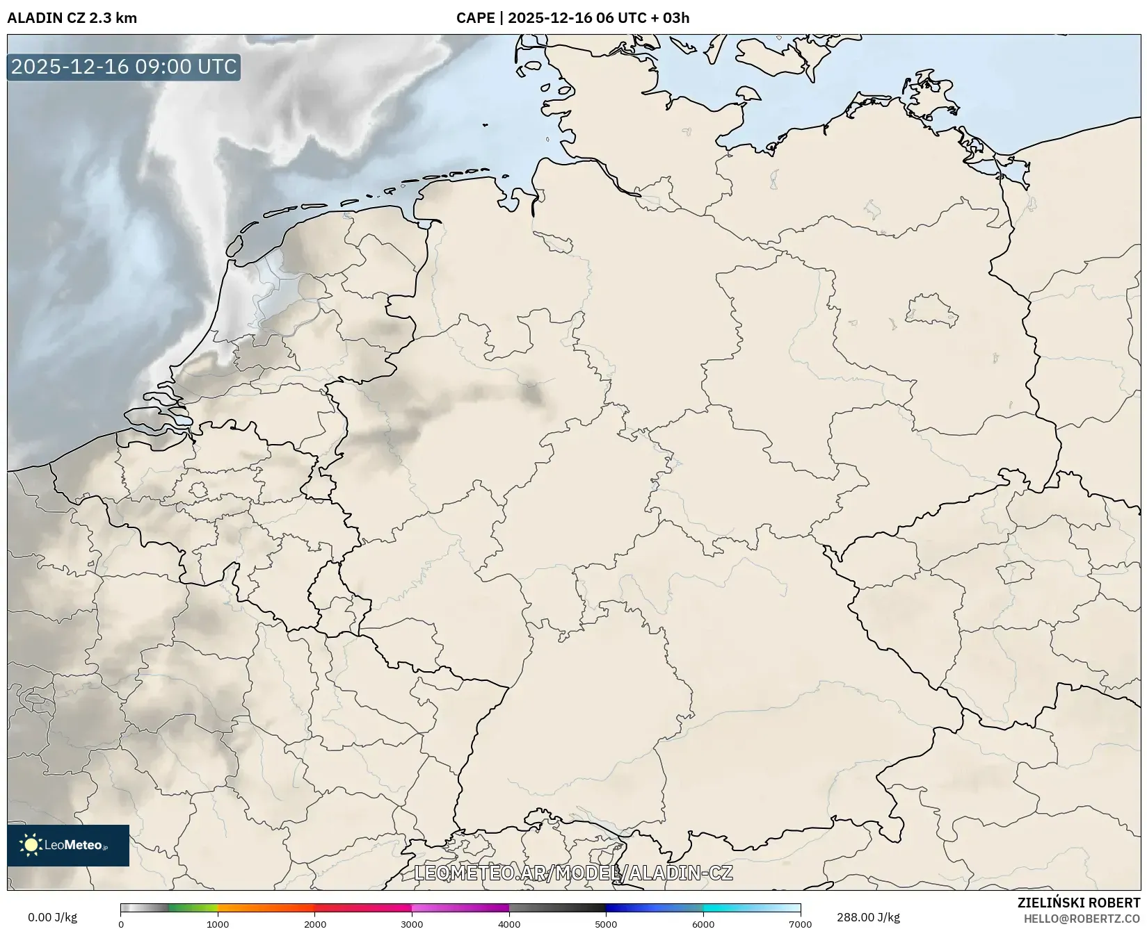ALADIN CZ 2.3 km model - Alemania, CAPE