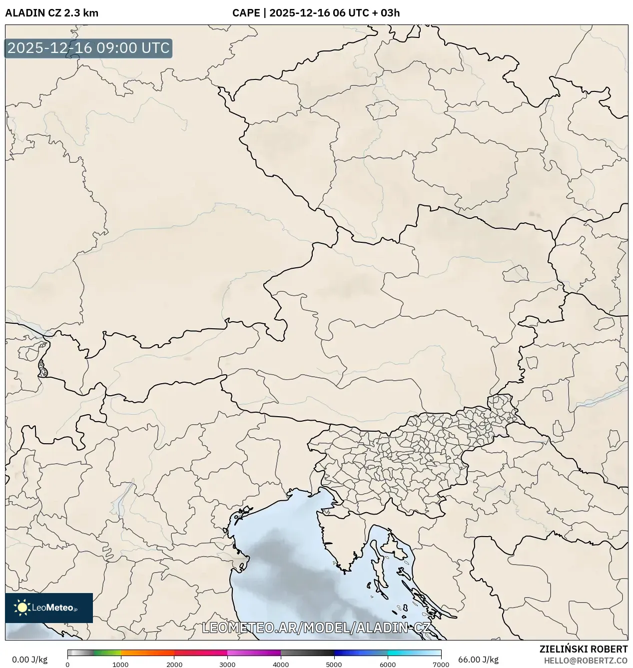 ALADIN CZ 2.3 km model - Austria, CAPE