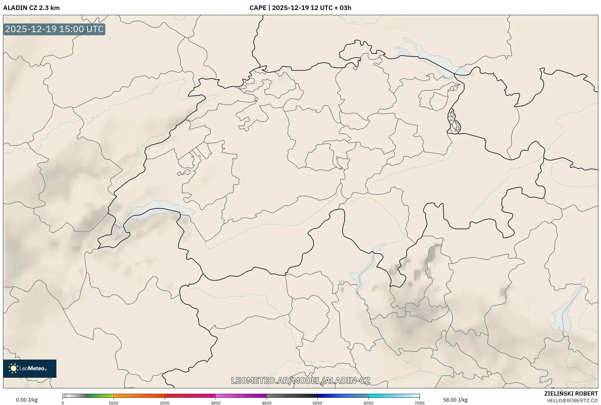 ALADIN CZ 2.3 km model - Suiza, CAPE