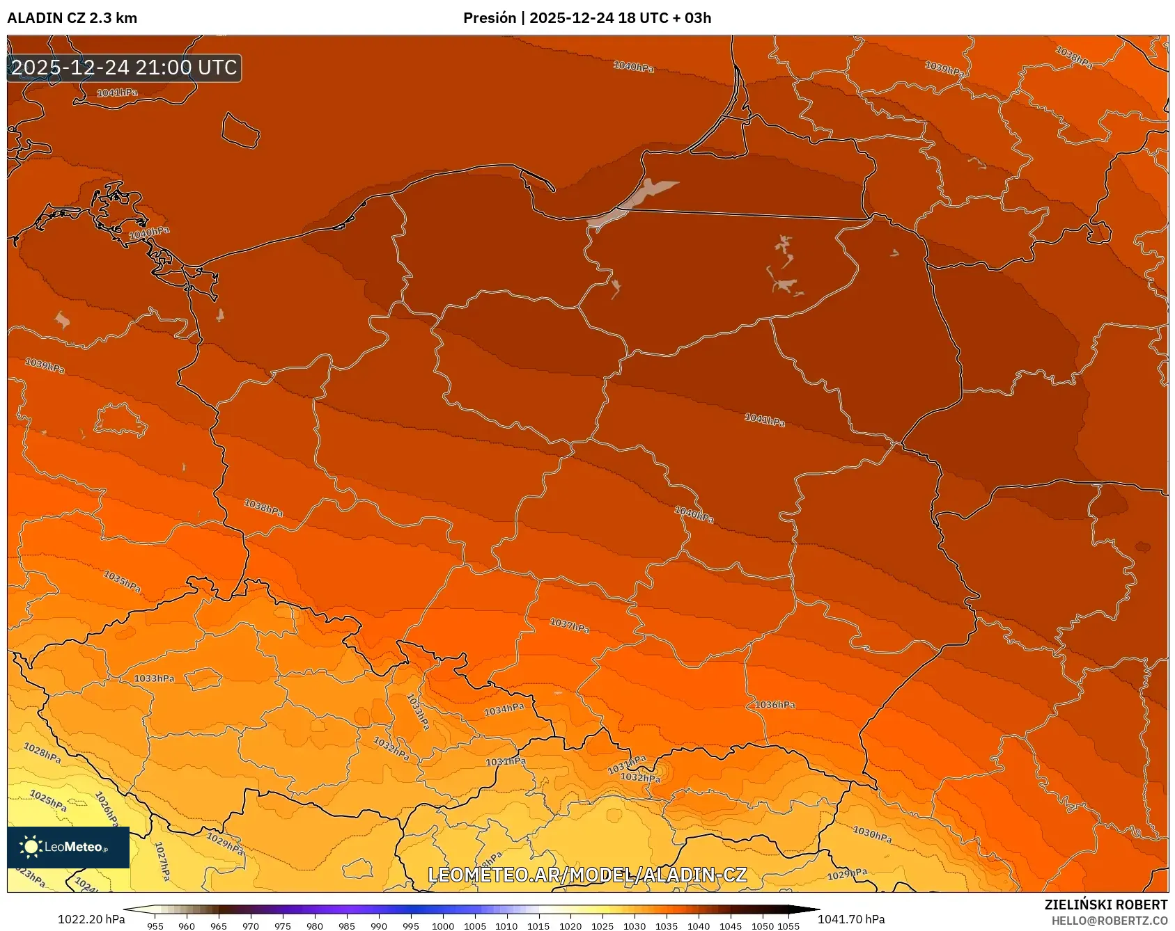 ALADIN CZ 2.3 km model - Polska, Ciśnienie