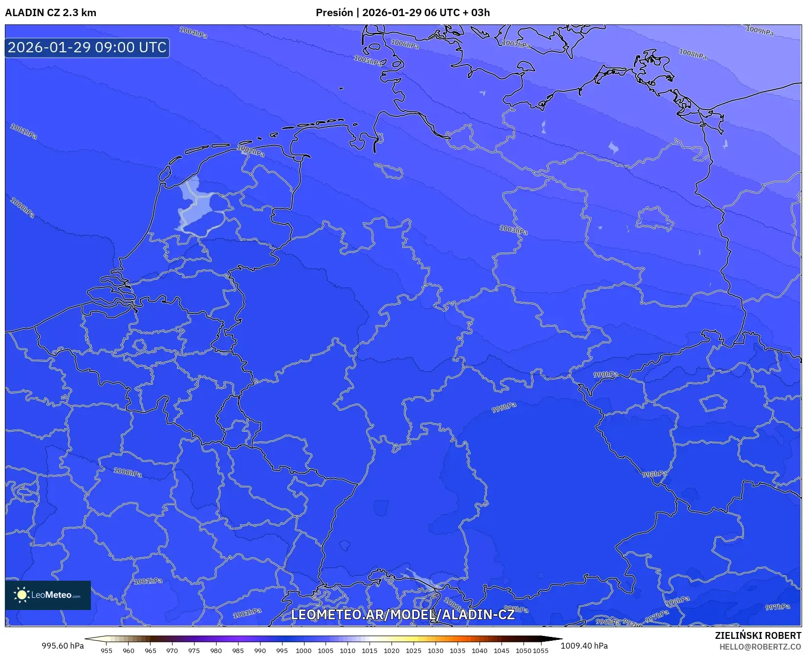 ALADIN CZ 2.3 km model - Alemania, Presión