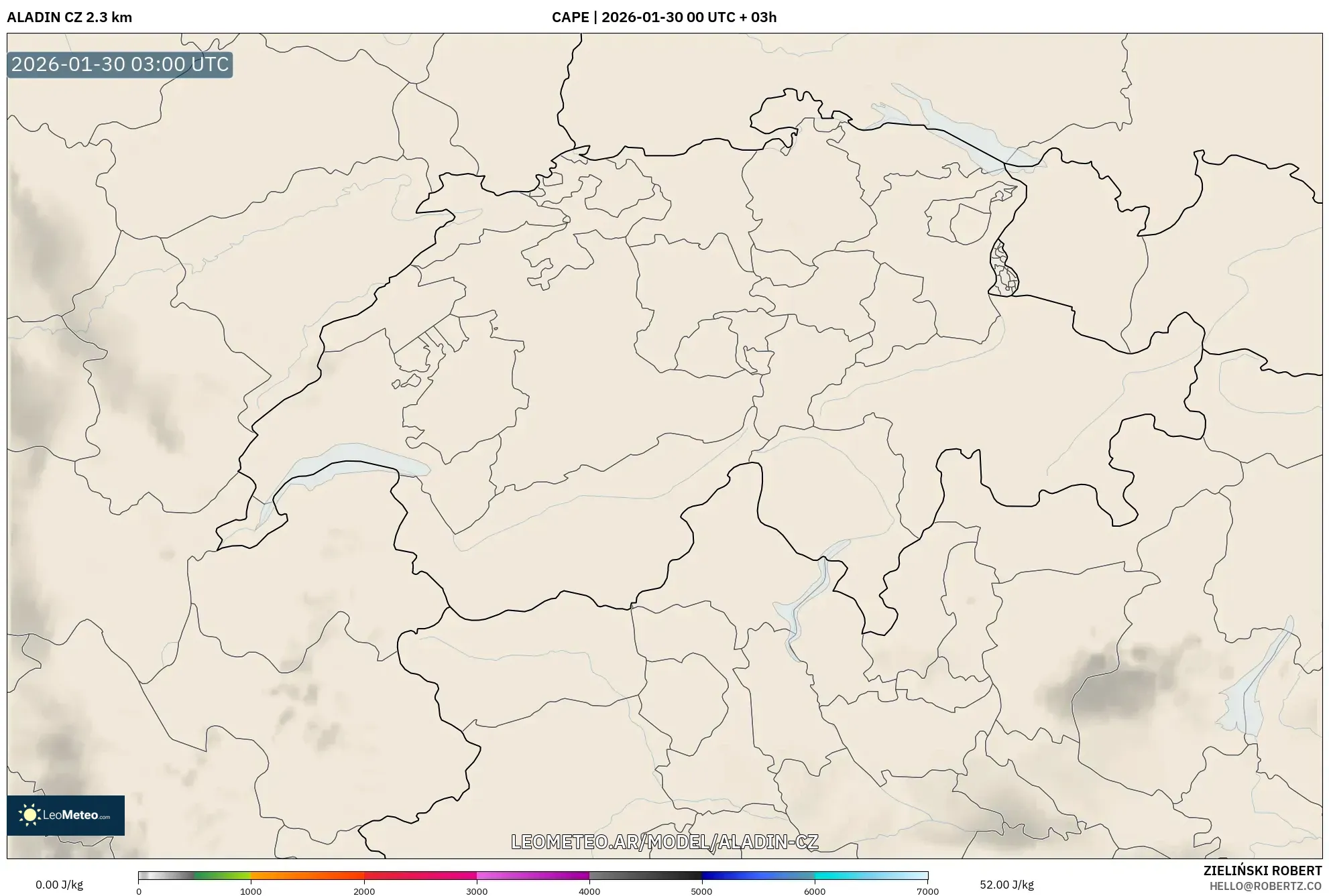 ALADIN CZ 2.3 km model - Suiza, CAPE