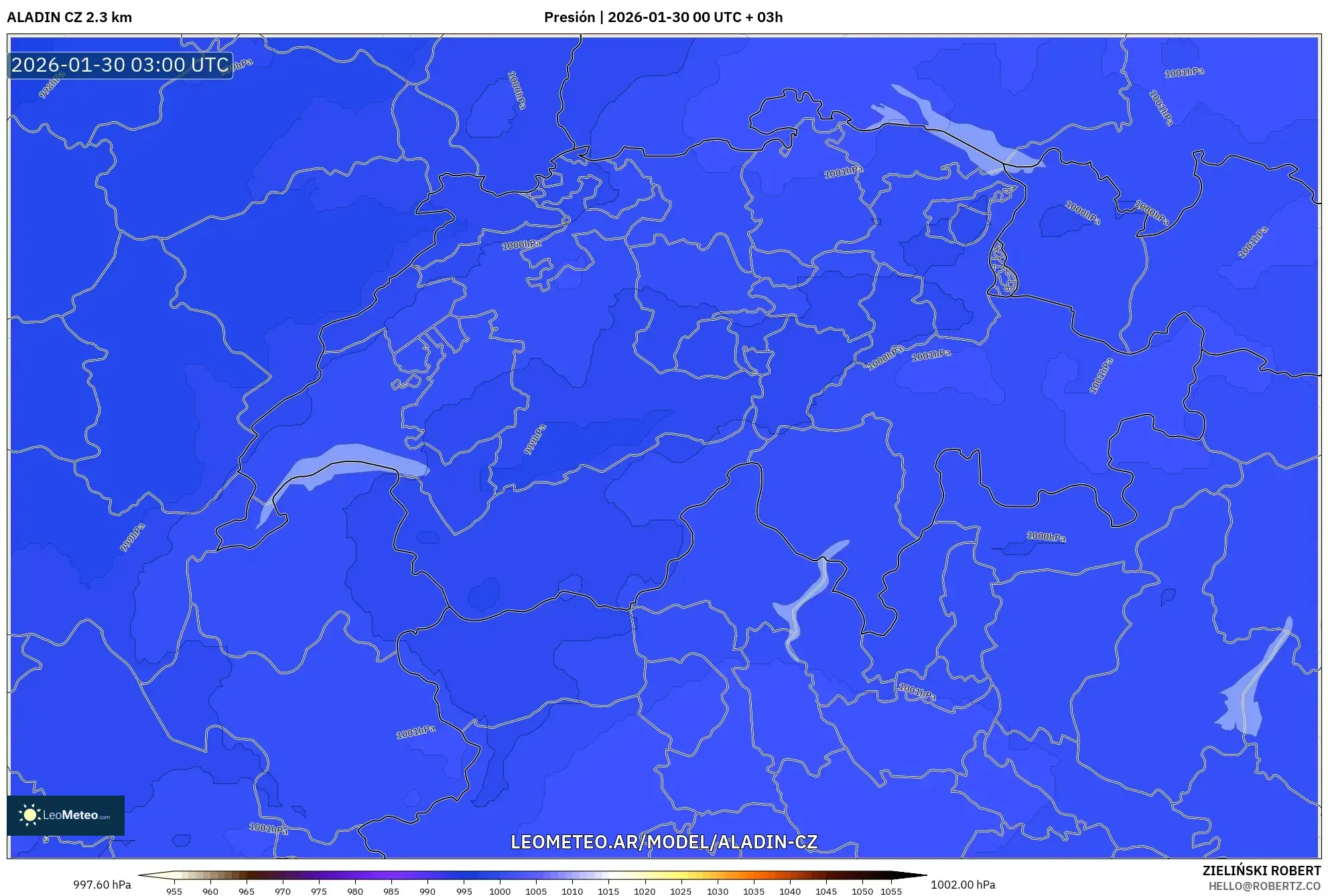 ALADIN CZ 2.3 km model - Suiza, Presión