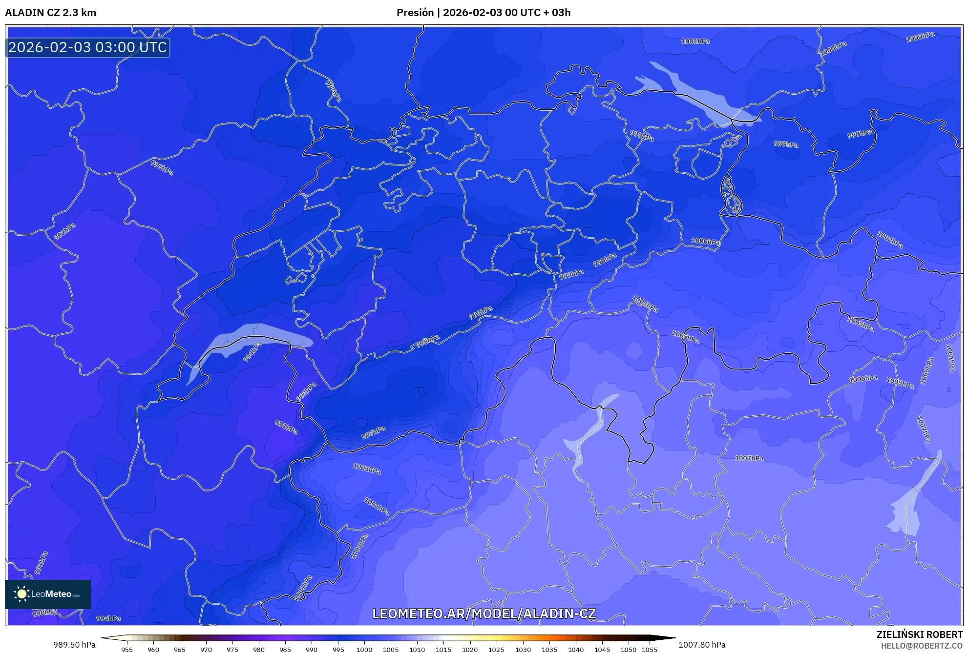ALADIN CZ 2.3 km model - Suiza, Presión