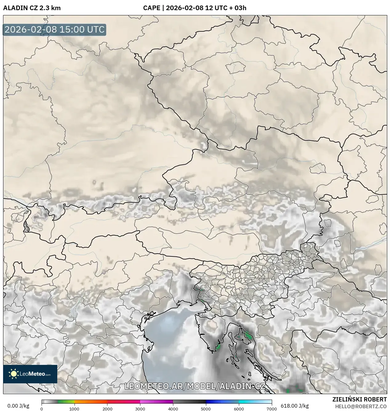 ALADIN CZ 2.3 km model - Austria, CAPE
