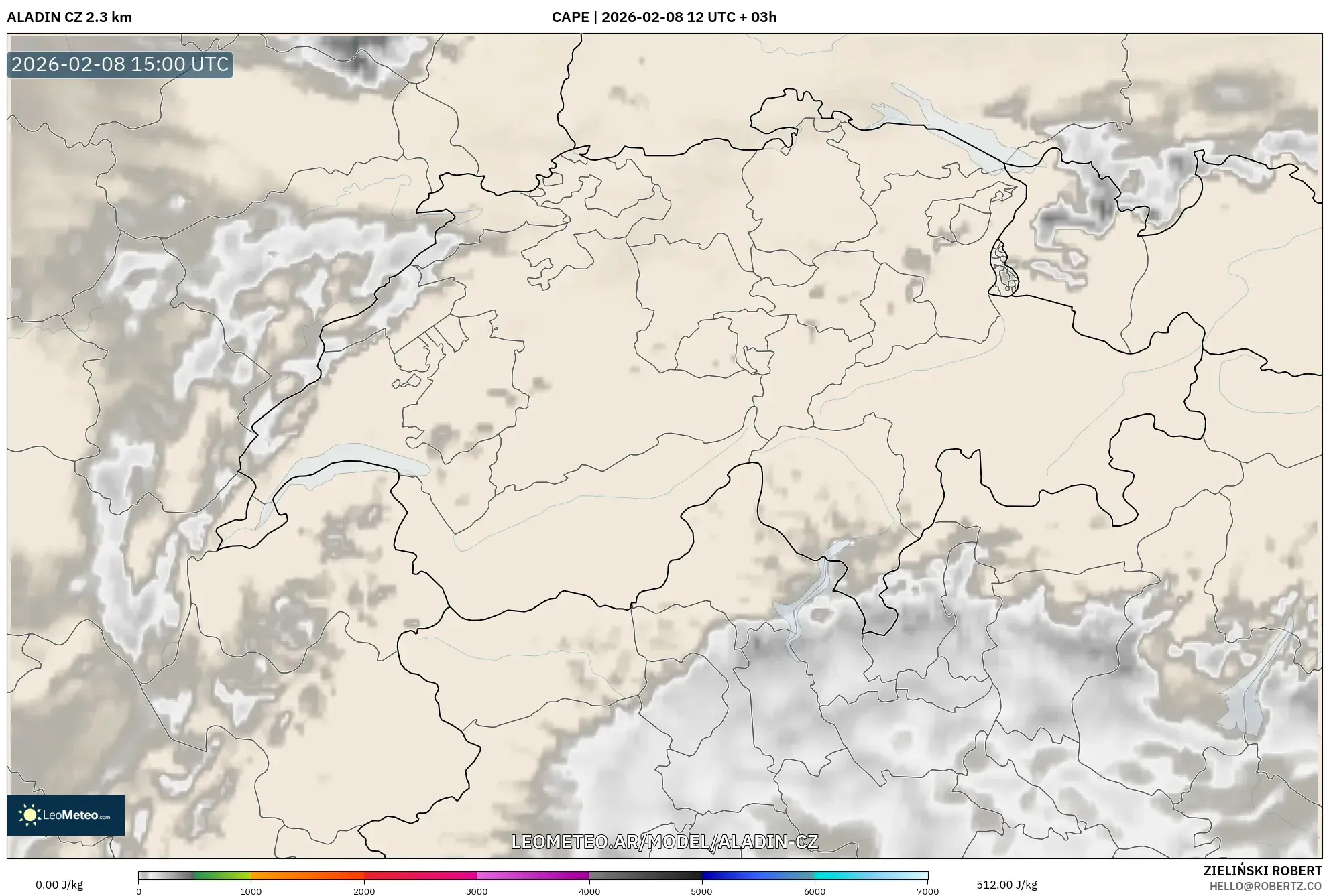 ALADIN CZ 2.3 km model - Suiza, CAPE