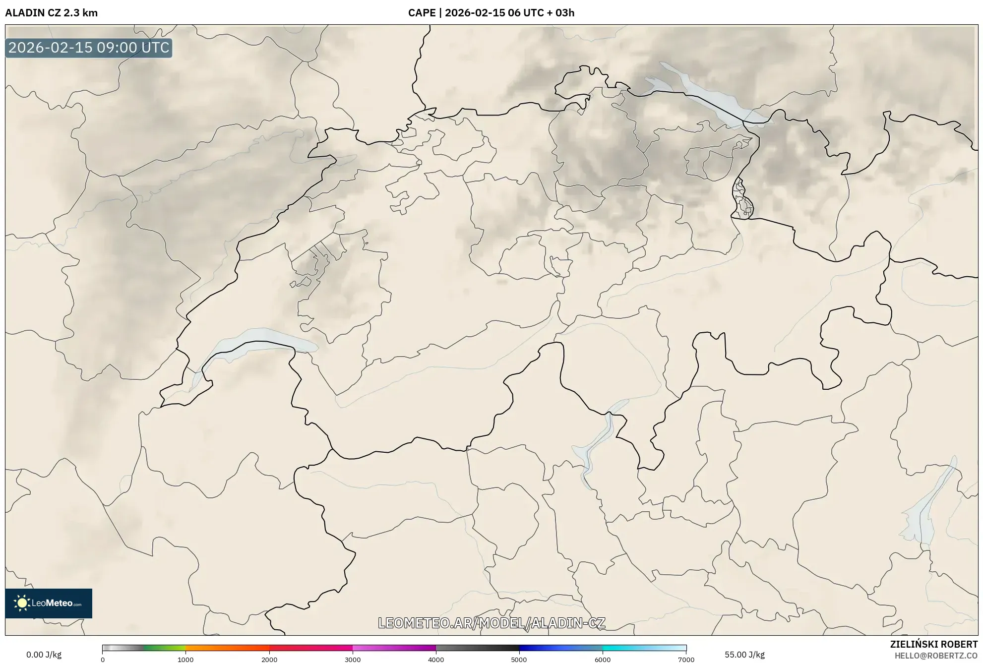 ALADIN CZ 2.3 km model - Suiza, CAPE