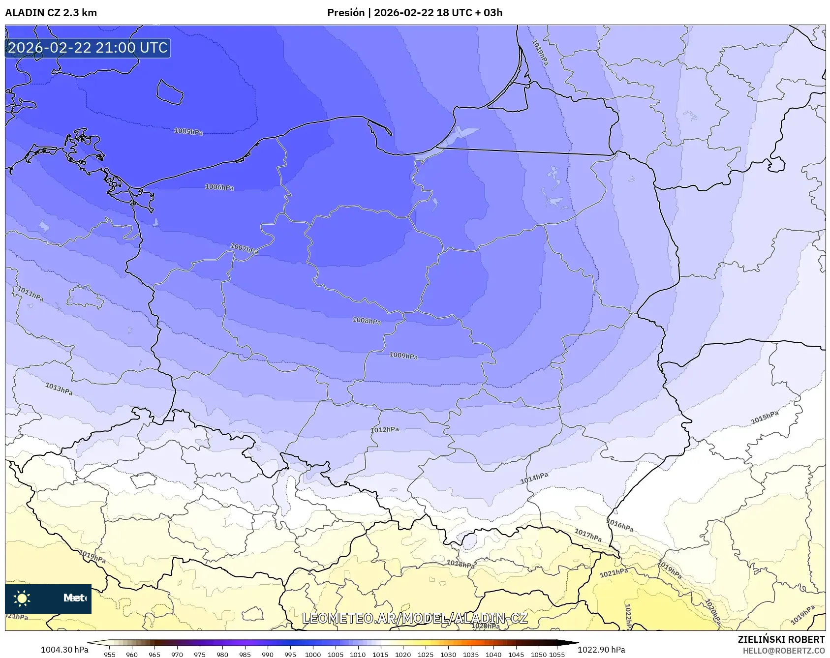 ALADIN CZ 2.3 km model - Polska, Ciśnienie