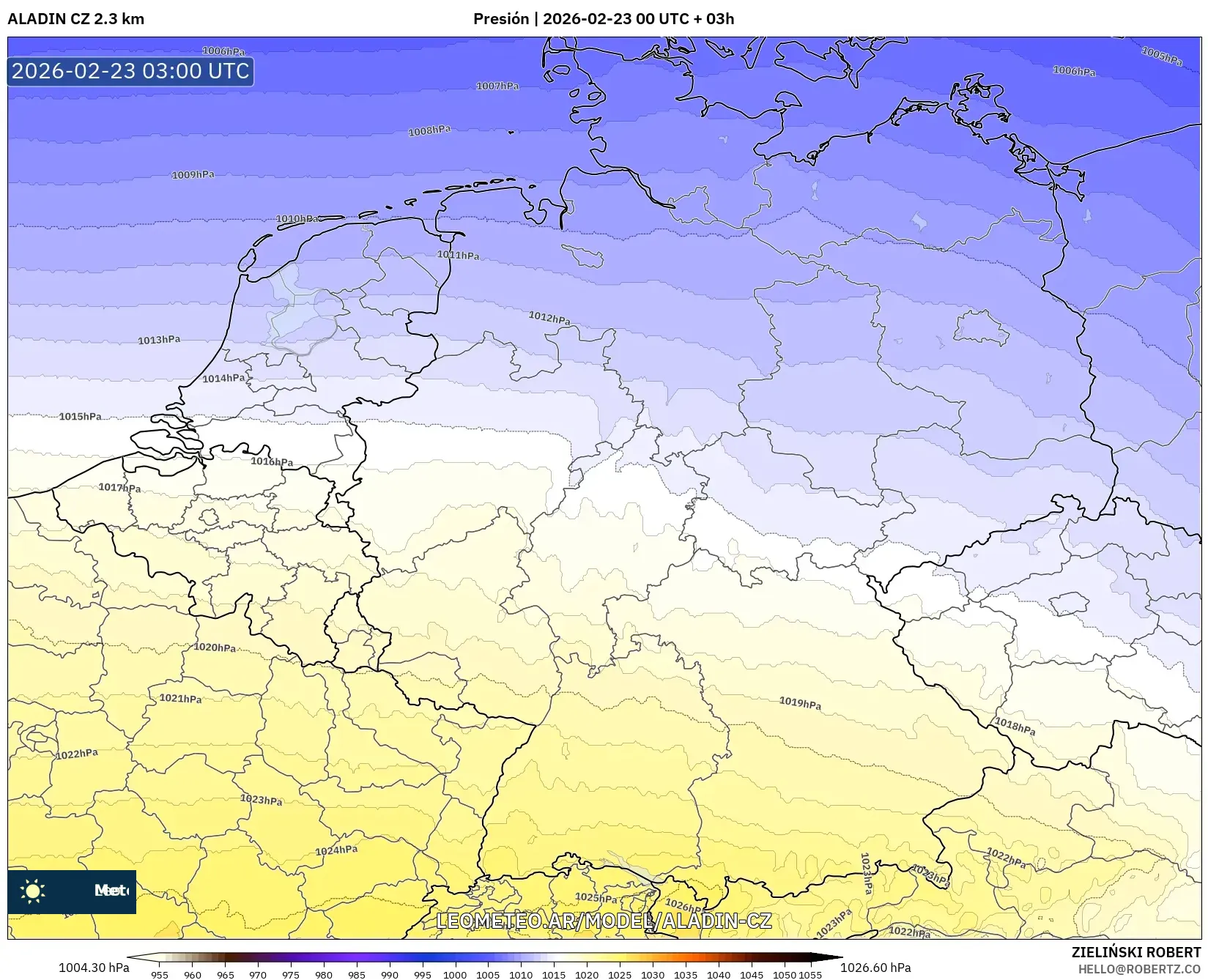 ALADIN CZ 2.3 km model - Niemcy, Ciśnienie