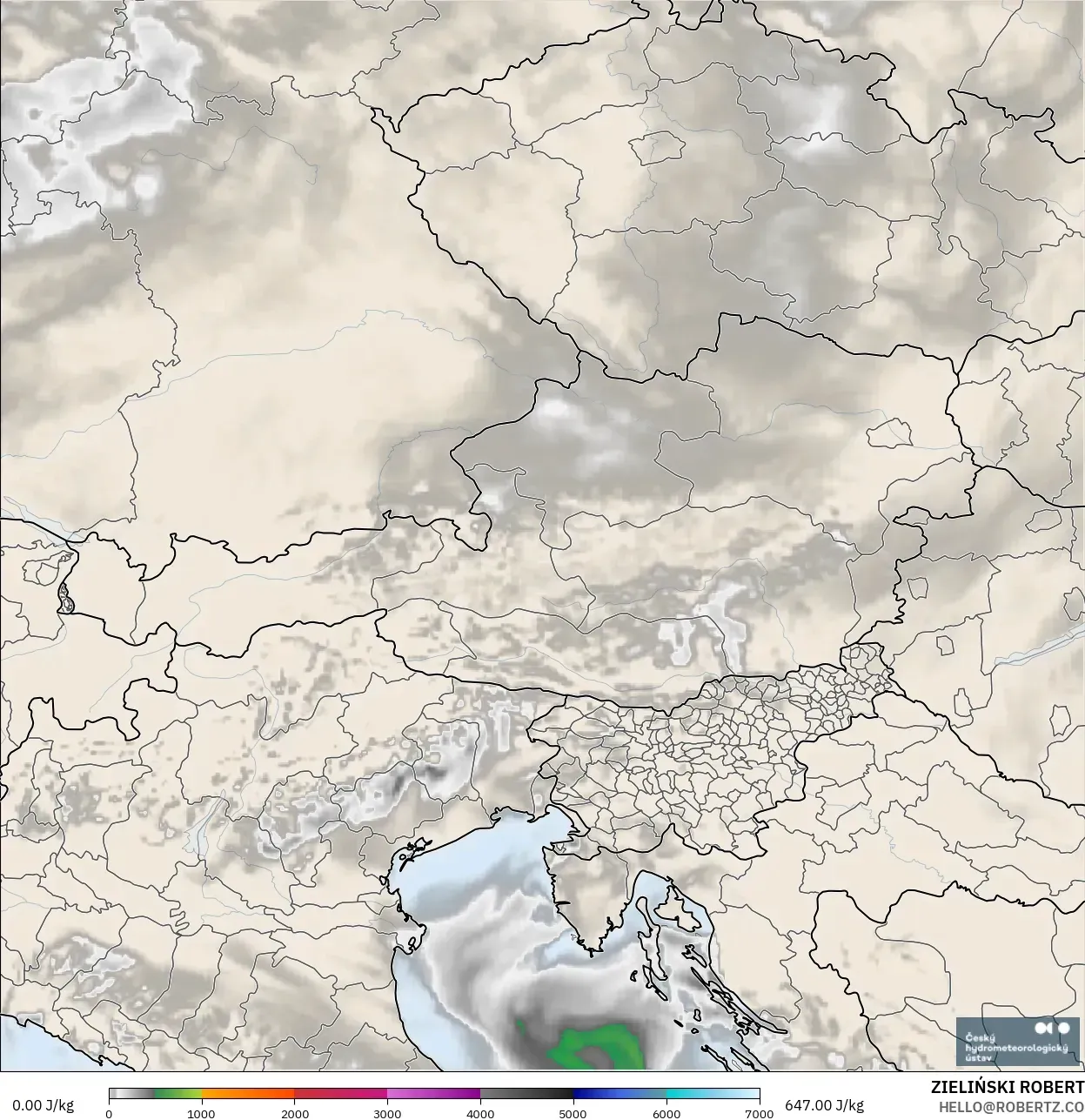 ALADIN CZ 2.3 km modelo - Austria, CAPE