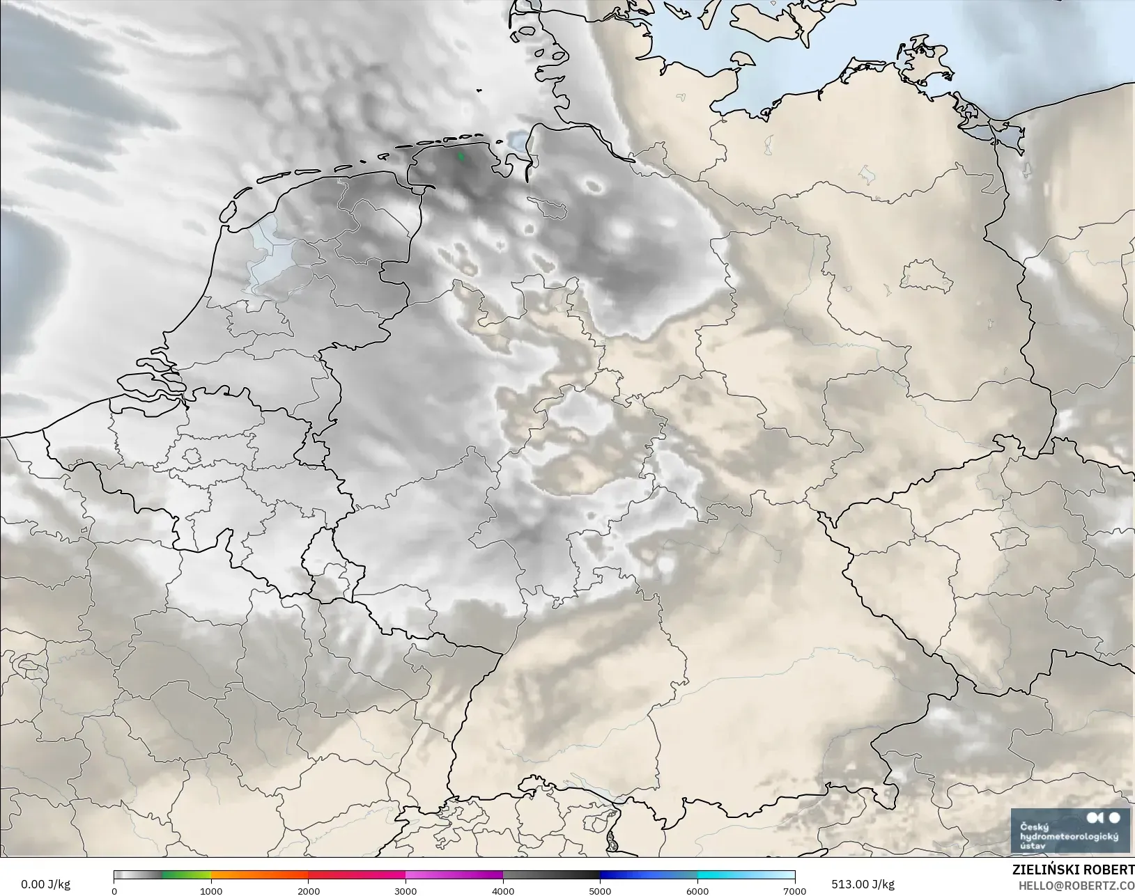 ALADIN CZ 2.3 km modelo - Alemania, CAPE