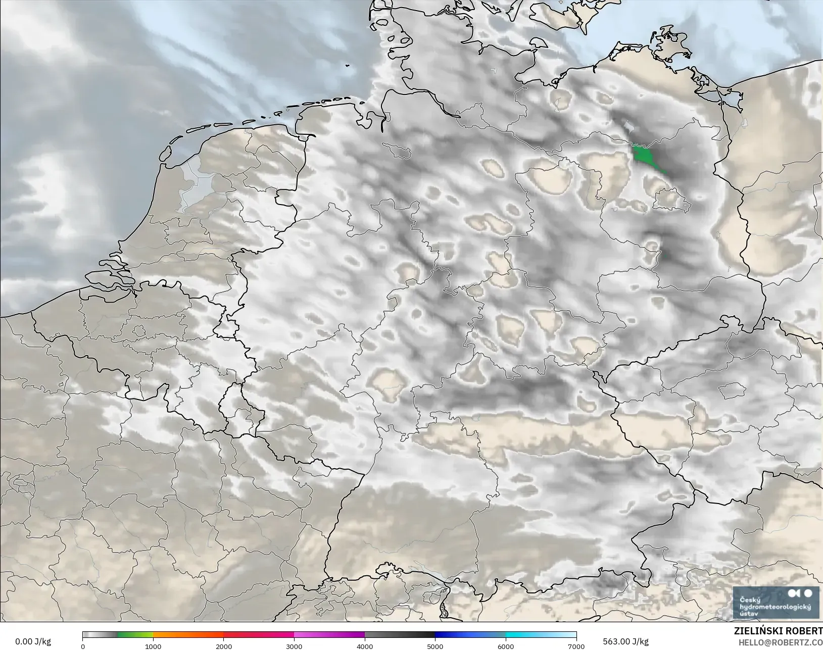 ALADIN CZ 2.3 km modelo - Alemania, CAPE