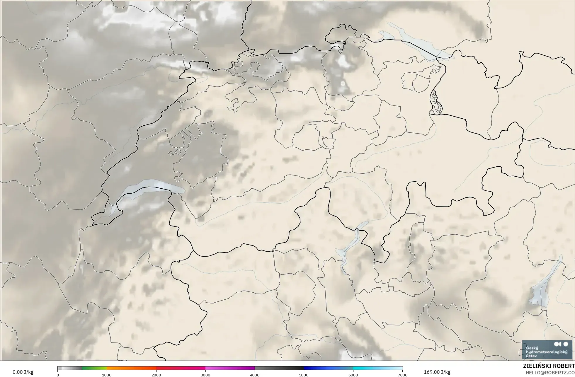 ALADIN CZ 2.3 km modelo - Suiza, CAPE