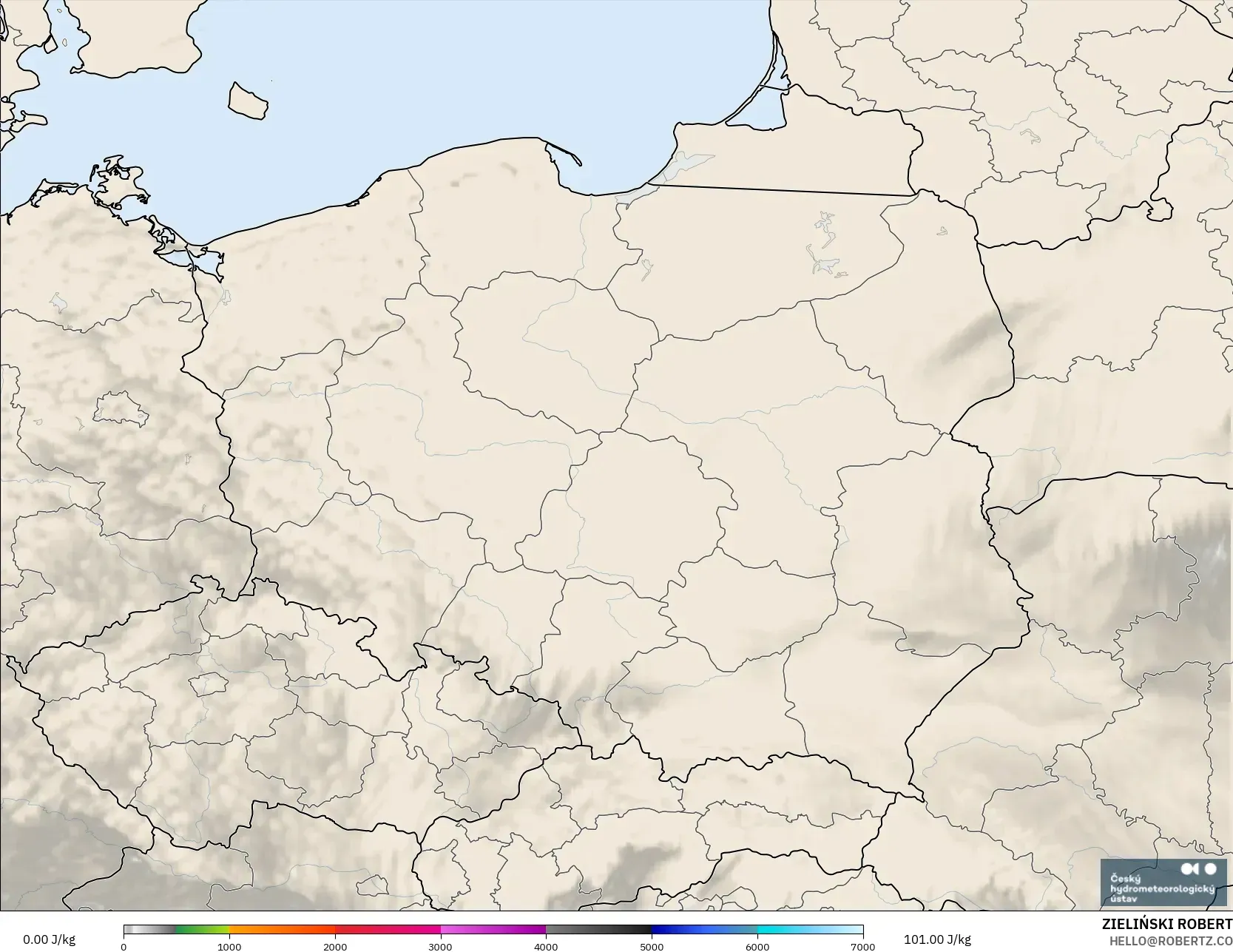 ALADIN CZ 2.3 km modelo - Polonia, CAPE
