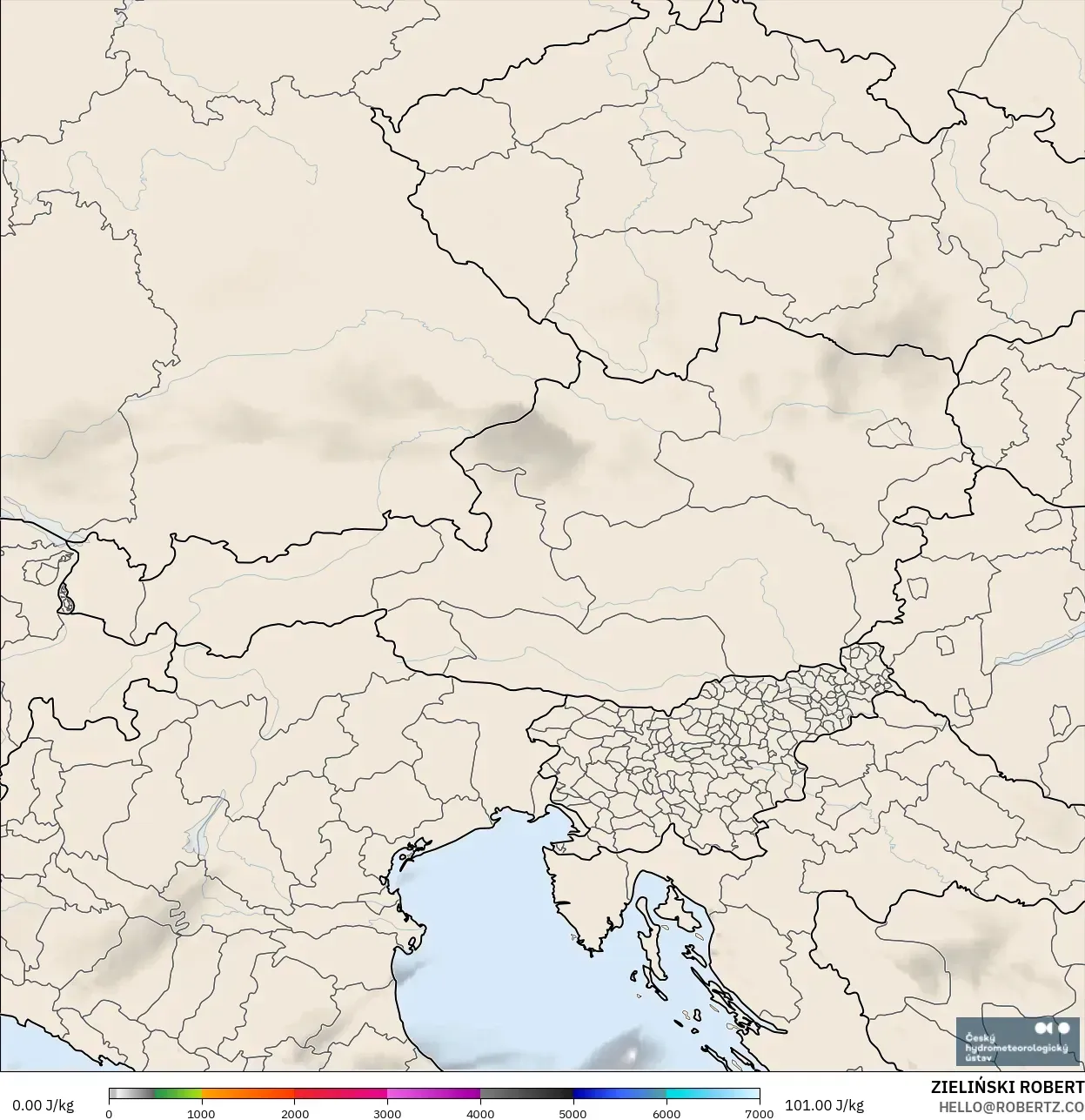 ALADIN CZ 2.3 km modelo - Austria, CAPE