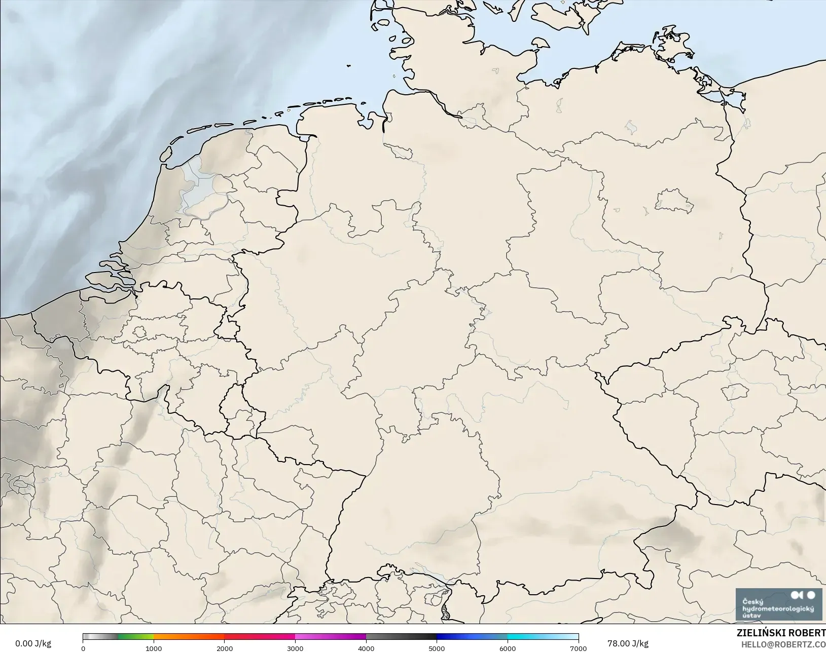 ALADIN CZ 2.3 km modelo - Alemania, CAPE