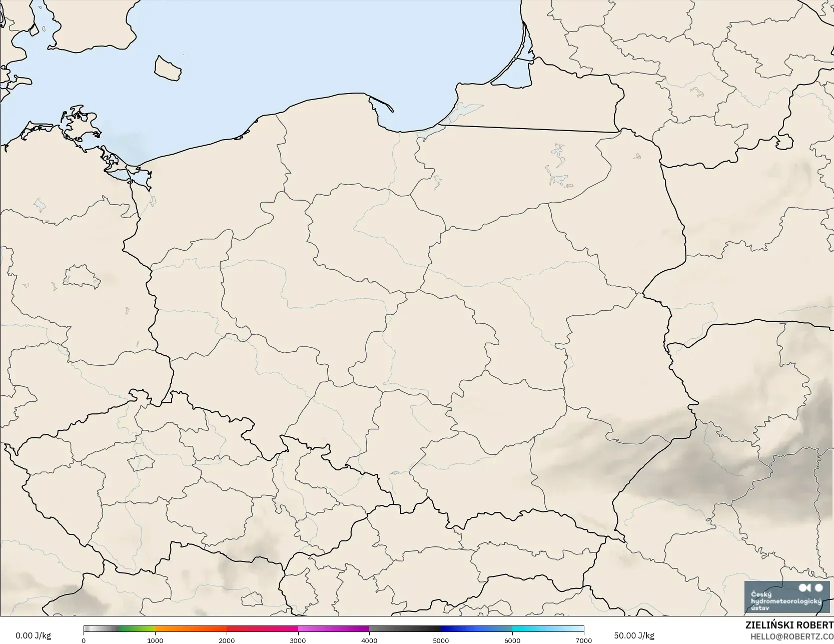 ALADIN CZ 2.3 km modelo - Polonia, CAPE