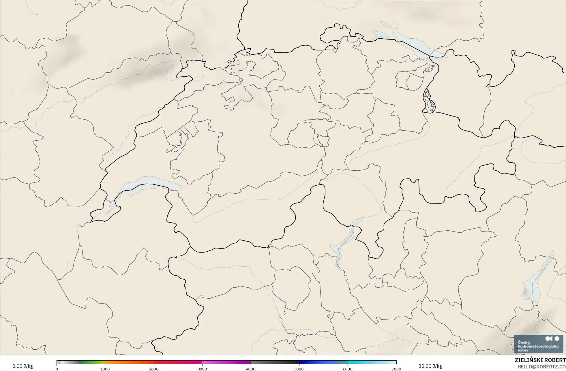 ALADIN CZ 2.3 km modelo - Suiza, CAPE