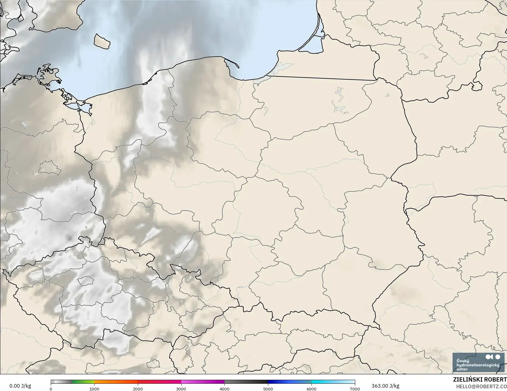 ALADIN CZ 2.3 km modelo - Polonia, CAPE