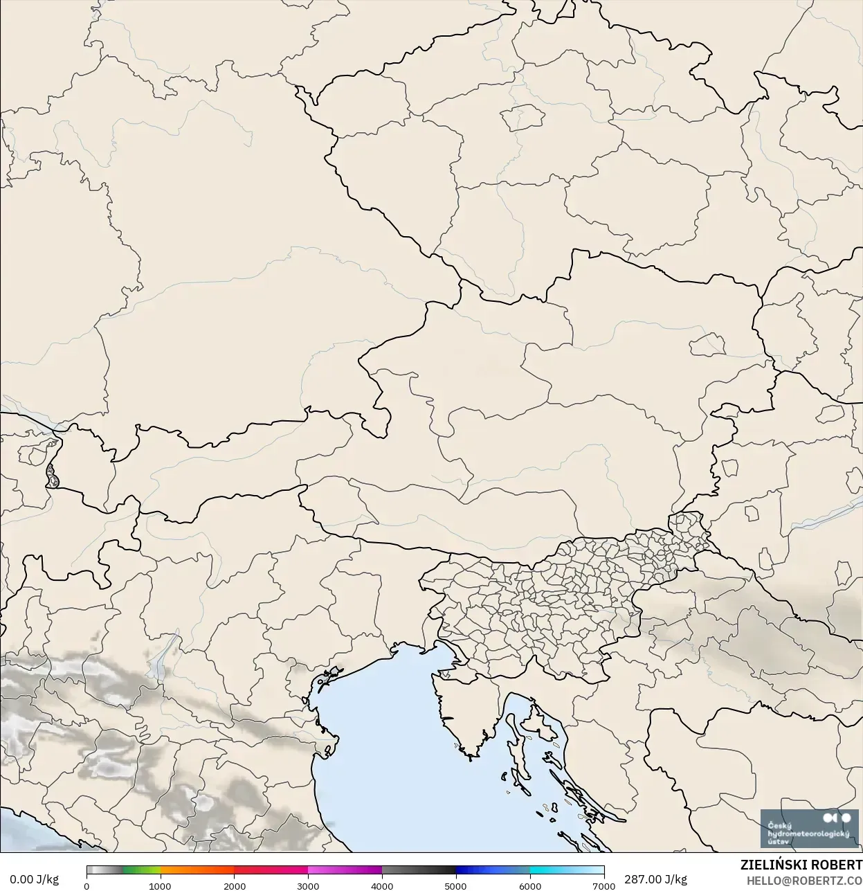 ALADIN CZ 2.3 km modelo - Austria, CAPE