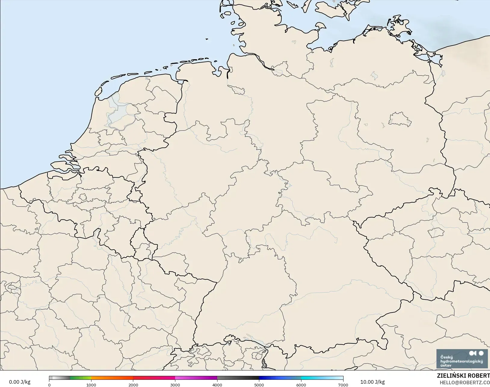 ALADIN CZ 2.3 km modelo - Alemania, CAPE