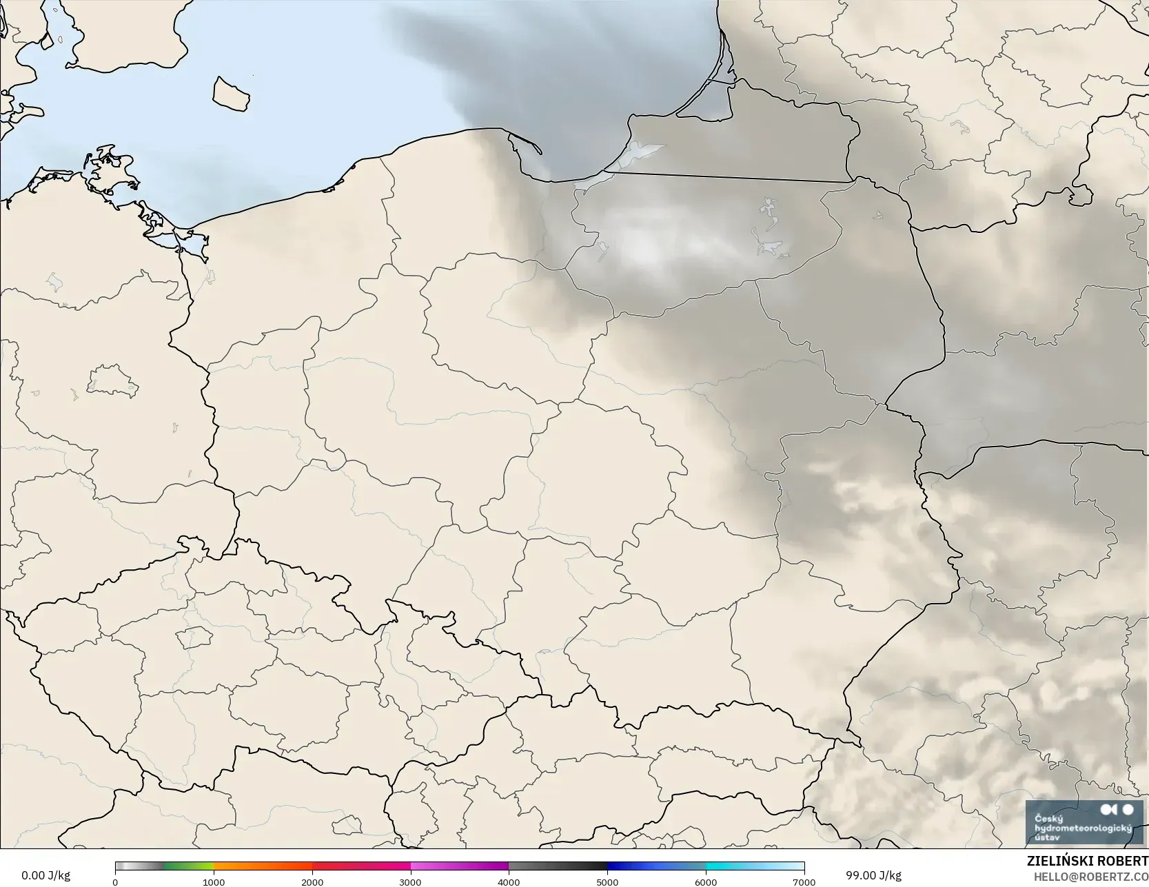 ALADIN CZ 2.3 km modelo - Polonia, CAPE