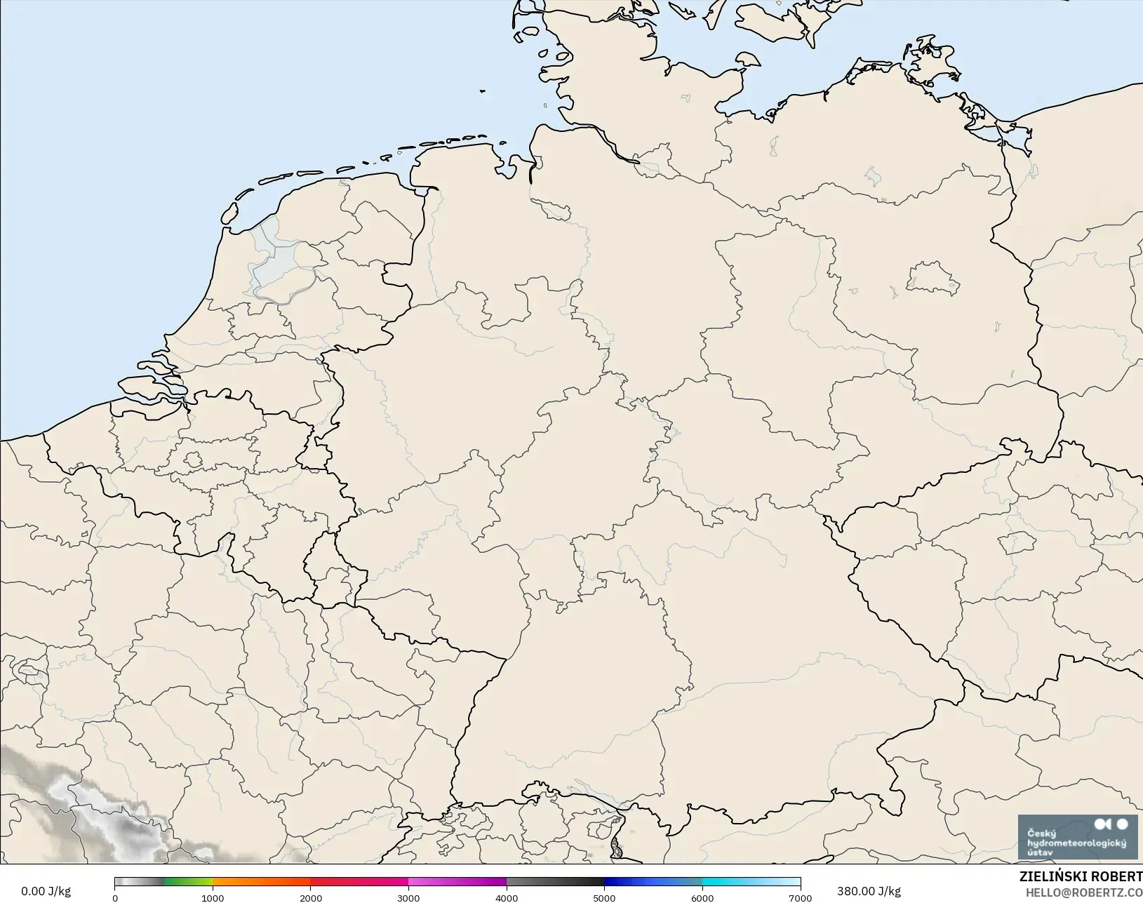 ALADIN CZ 2.3 km modelo - Alemania, CAPE