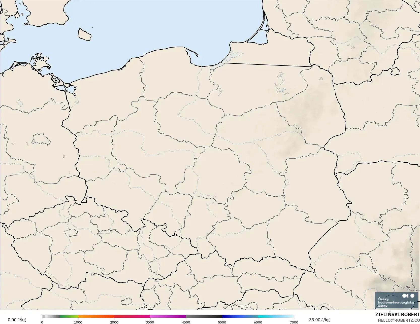 ALADIN CZ 2.3 km modelo - Polonia, CAPE