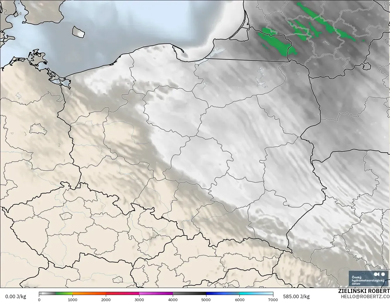 ALADIN CZ 2.3 km modelo - Polonia, CAPE