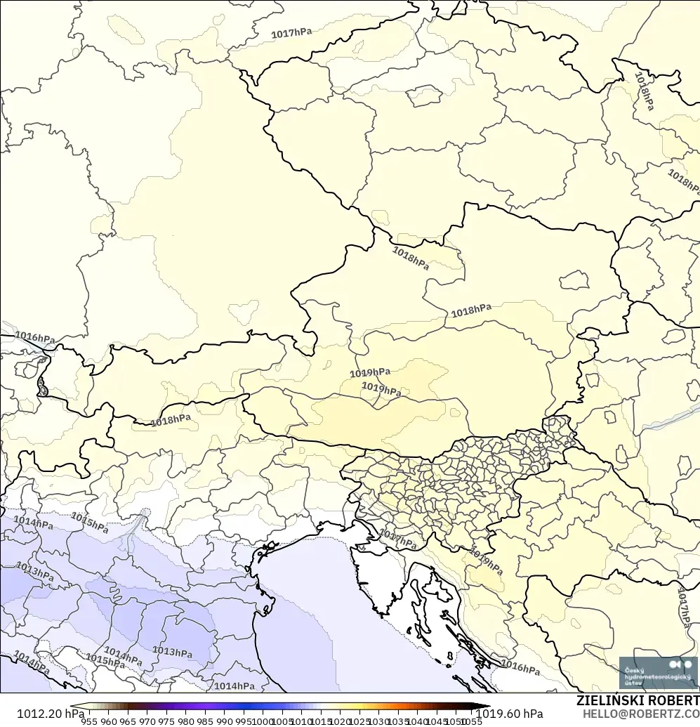 ALADIN CZ 2.3 km modelo - Austria, Presión