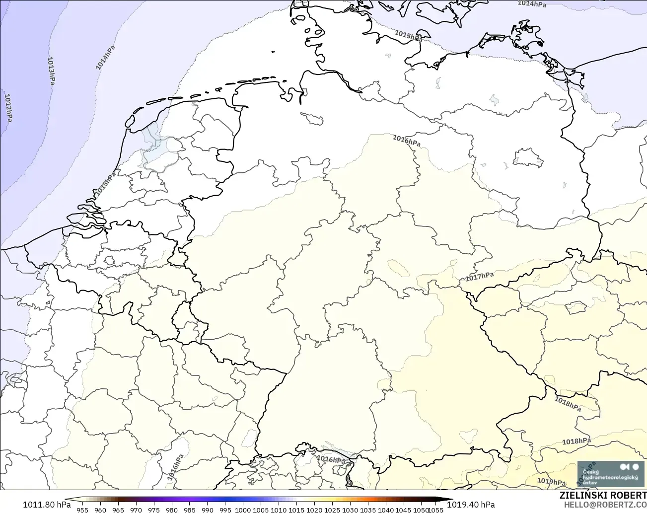 ALADIN CZ 2.3 km modelo - Alemania, Presión