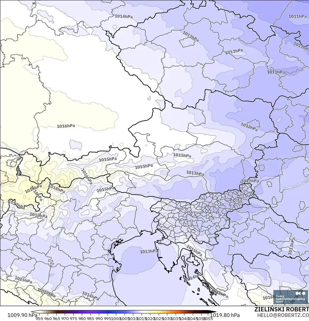 ALADIN CZ 2.3 km modelo - Austria, Presión