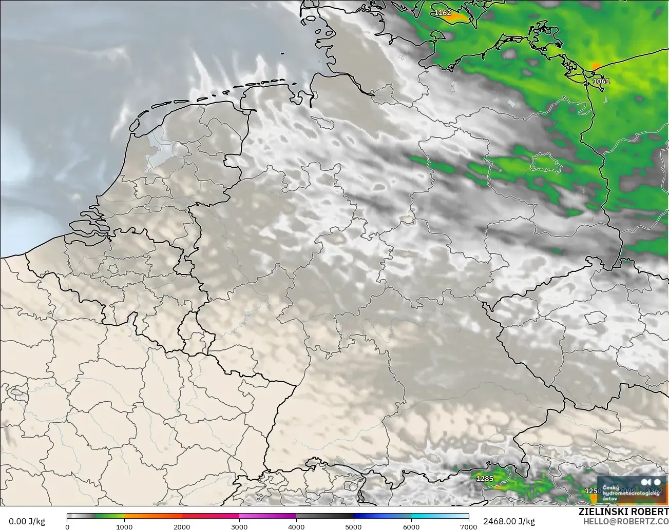 ALADIN CZ 2.3 km modelo - Alemania, CAPE