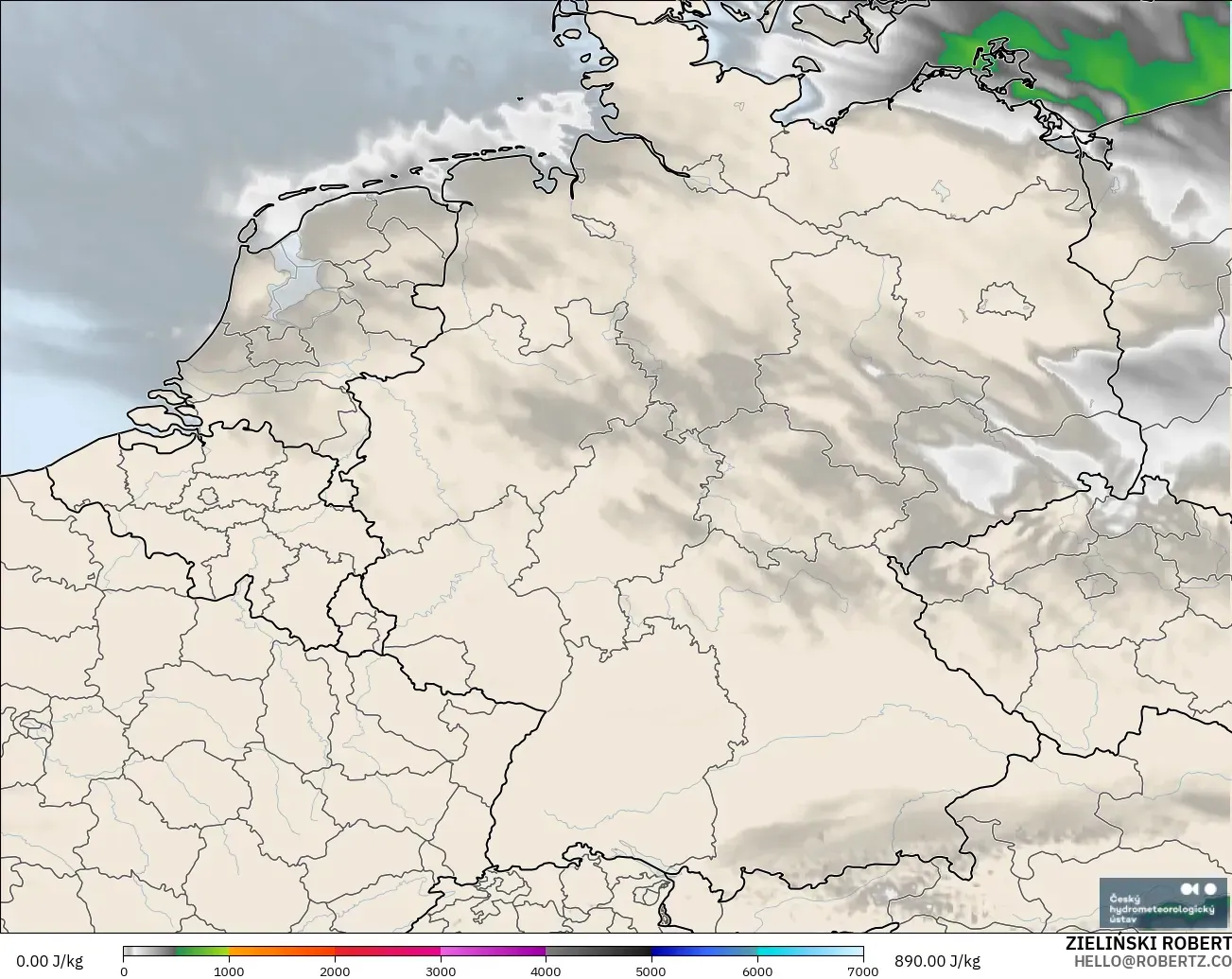 ALADIN CZ 2.3 km modelo - Alemania, CAPE