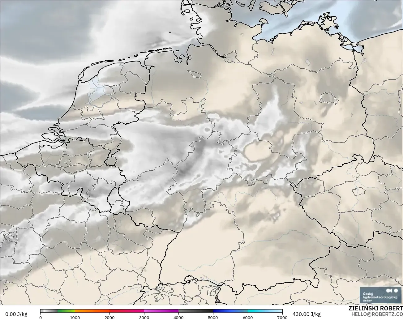 ALADIN CZ 2.3 km modelo - Alemania, CAPE
