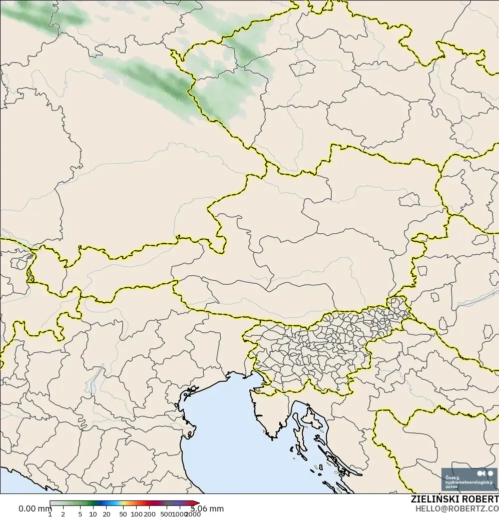 ALADIN CZ 2.3 km modelo - Austria, Acumulación de precipitación