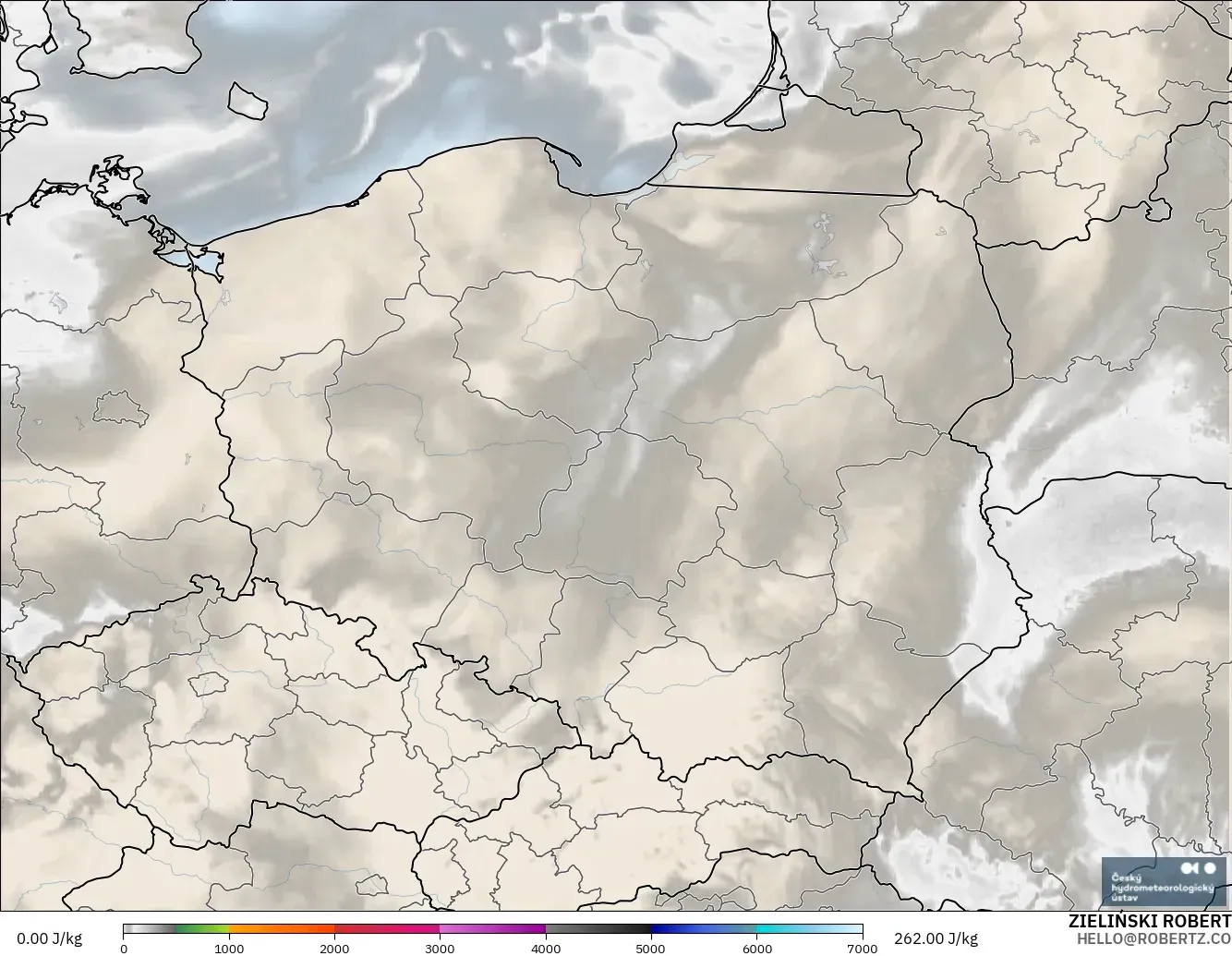 ALADIN CZ 2.3 km modelo - Polonia, CAPE