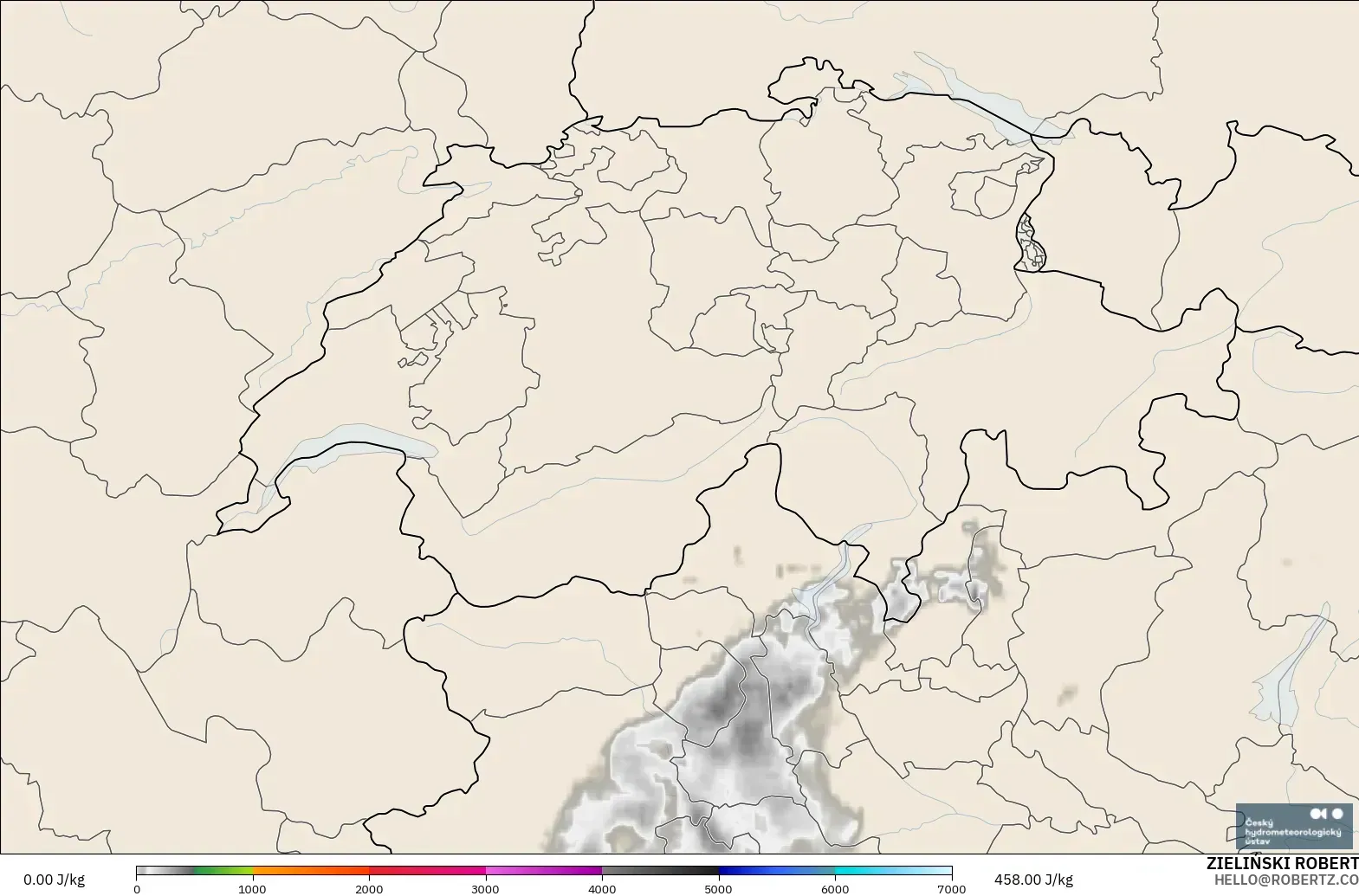 ALADIN CZ 2.3 km modelo - Suiza, CAPE