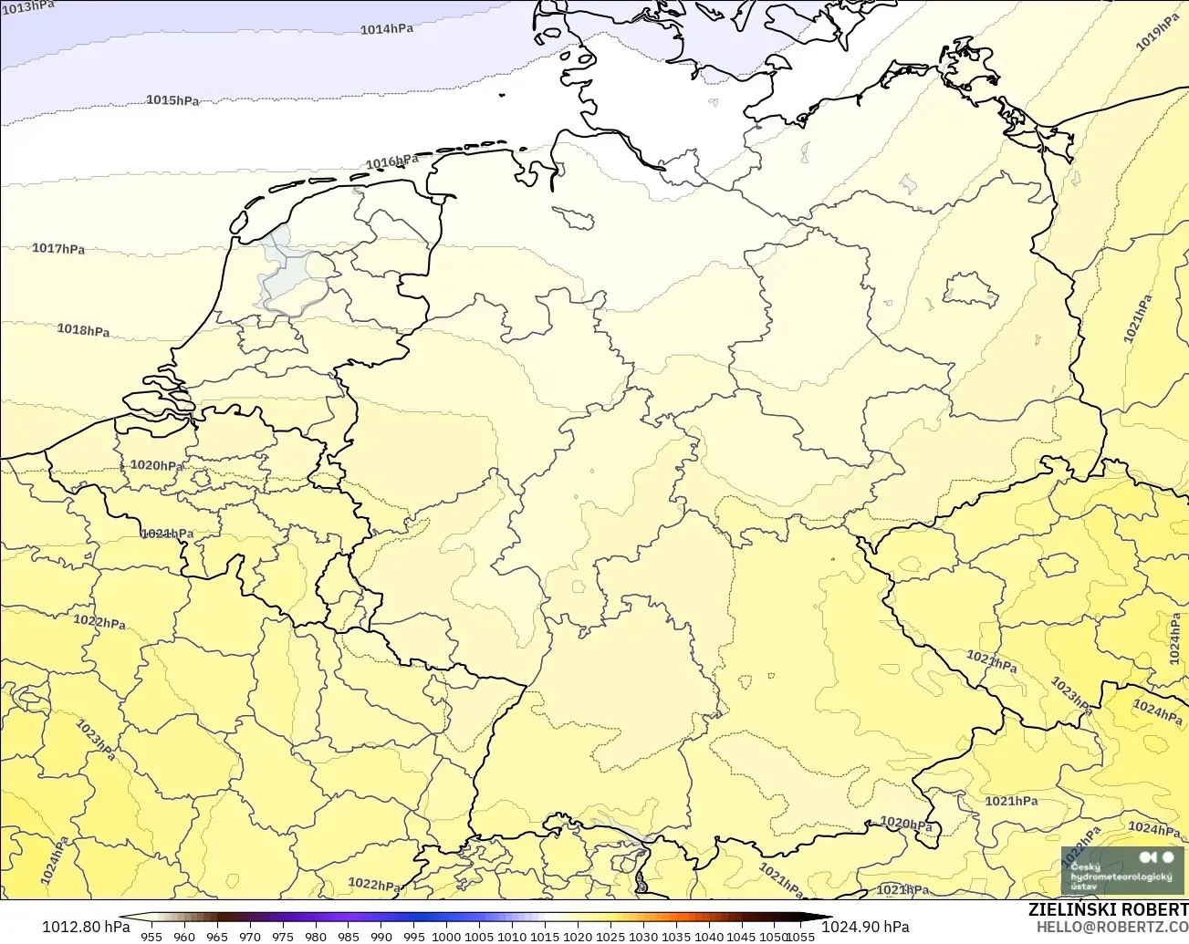 ALADIN CZ 2.3 km modelo - Alemania, Presión