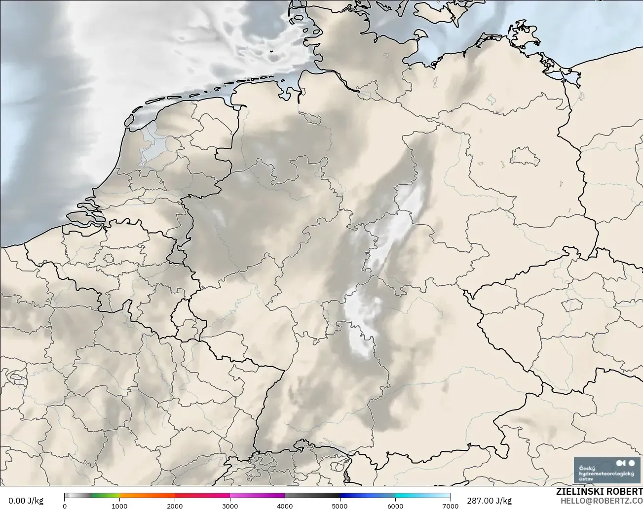 ALADIN CZ 2.3 km modelo - Alemania, CAPE