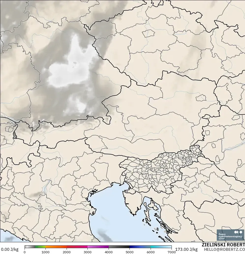 ALADIN CZ 2.3 km modelo - Austria, CAPE
