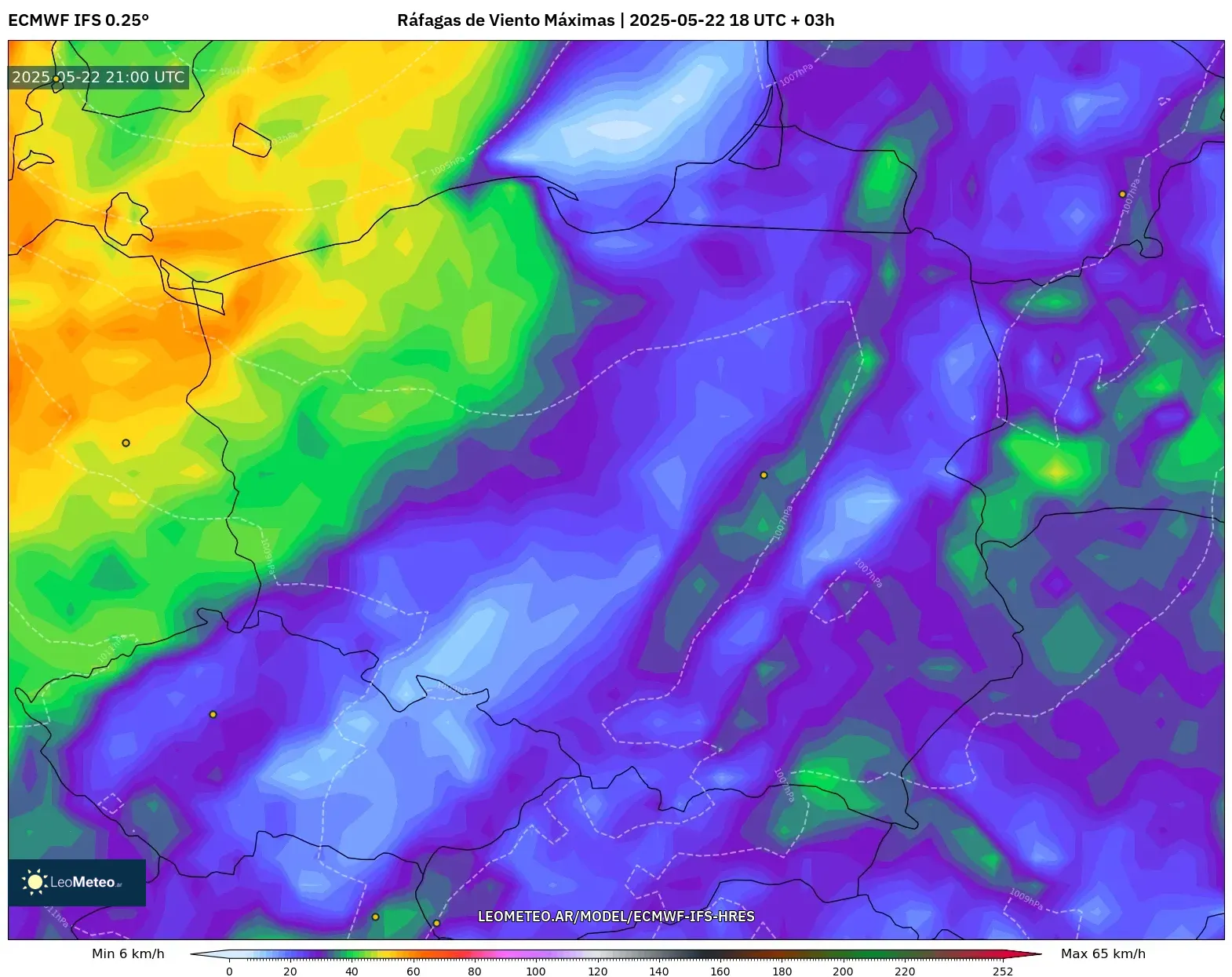 ECMWF IFS 0.25° model - Polonia, Ráfagas de Viento Máximas ECMWF IFS 0.25° model - Polonia, Ráfagas de Viento Máximas