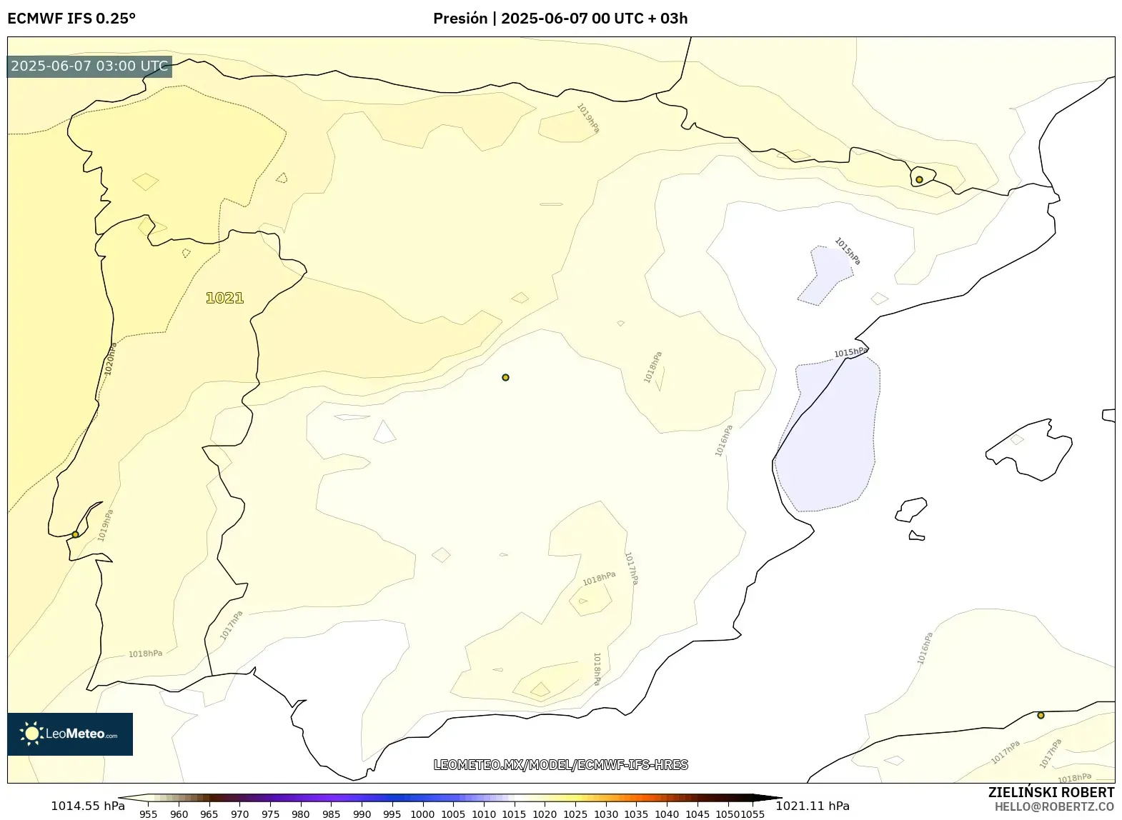 ECMWF IFS 0.25° model - España, Presión