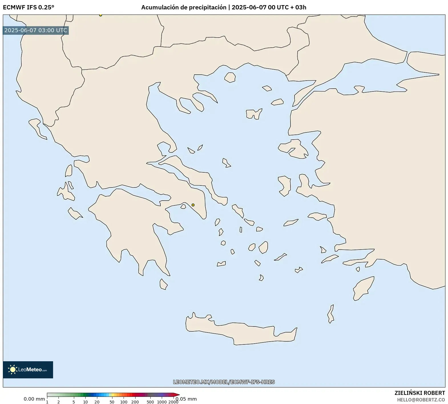 ECMWF IFS 0.25° model - Grecia, Acumulación de precipitación ECMWF IFS 0.25° model - Grecia, Acumulación de precipitación